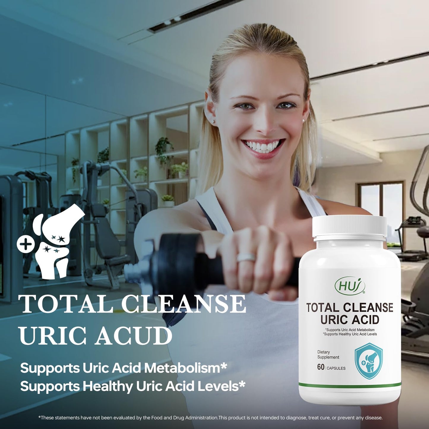 HUJ Total Cleanse Uric Acid Uric Acid Cleanse Supplement with Tart Cherry, Celery Seed, Marine Active 10 and Chrysanthemum Extract, 60 Capsules