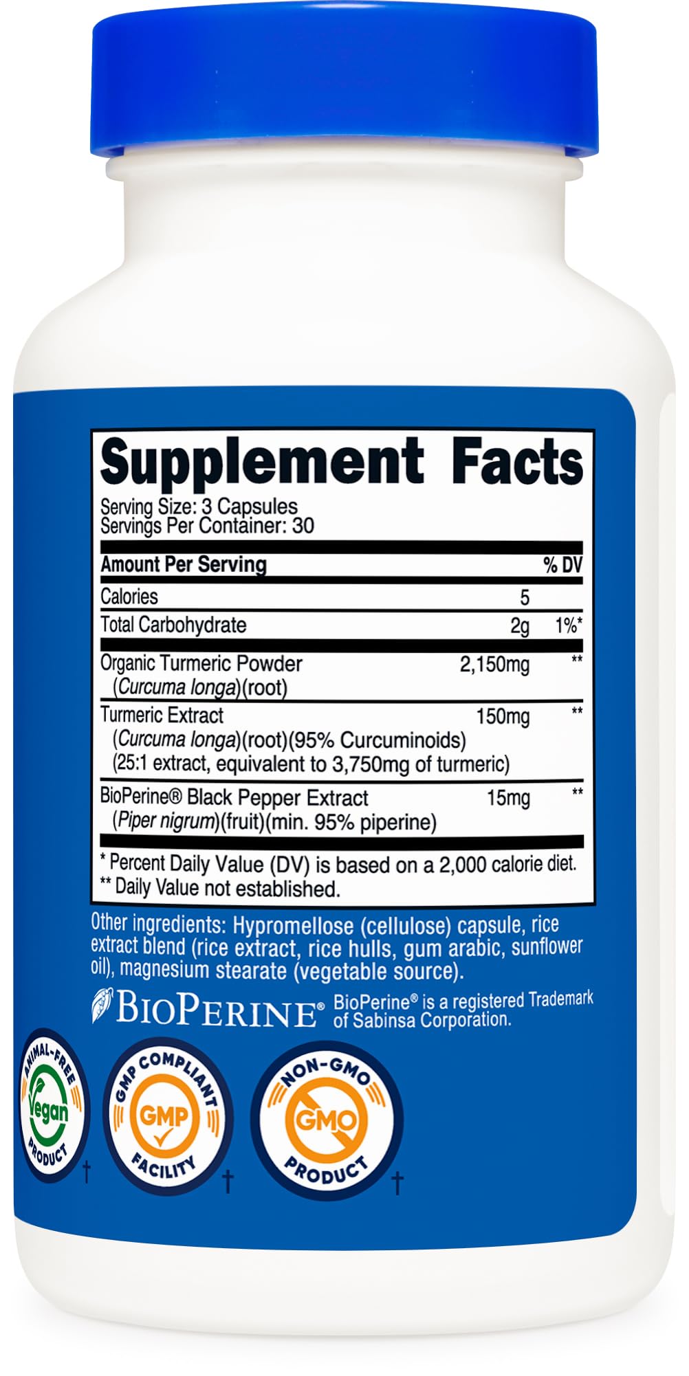 Nutricost Turmeric with BioPerine Capsules, 90 Count