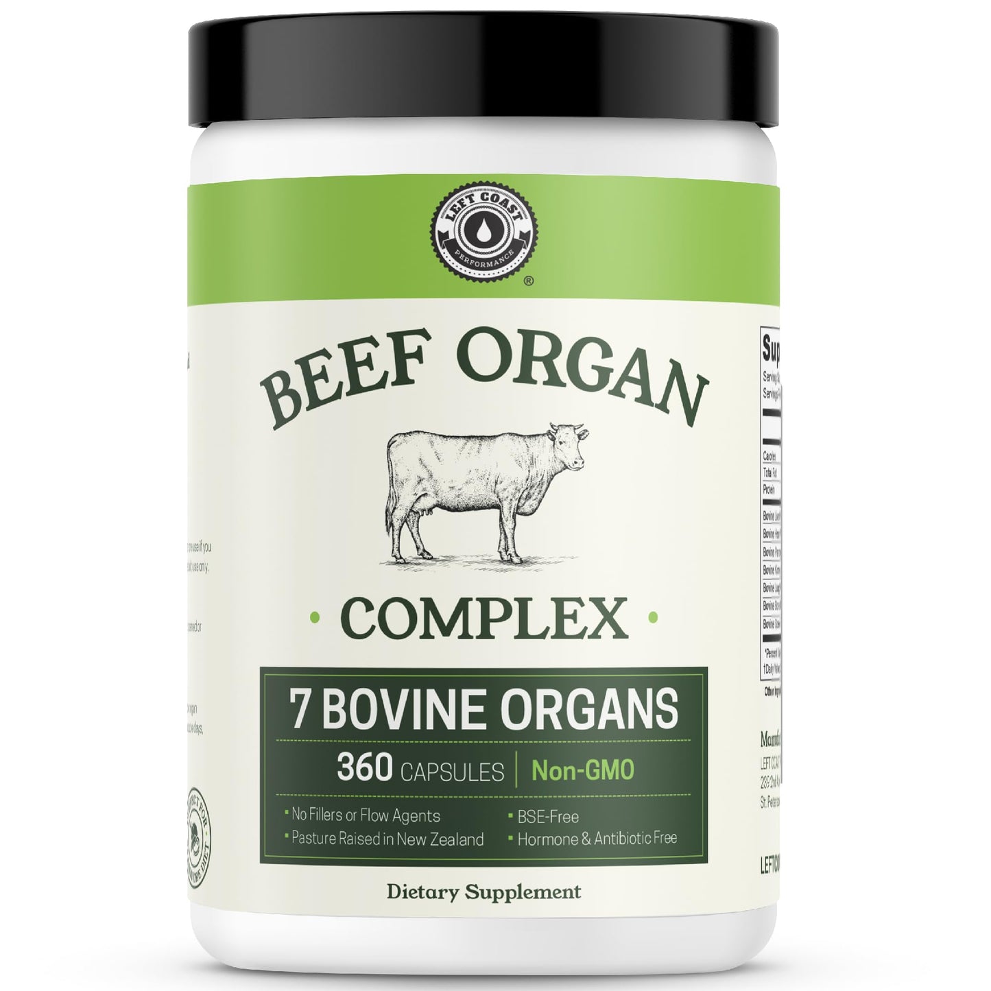 Left Coast Performance Beef Organ Supplement Capsules, 360 Count