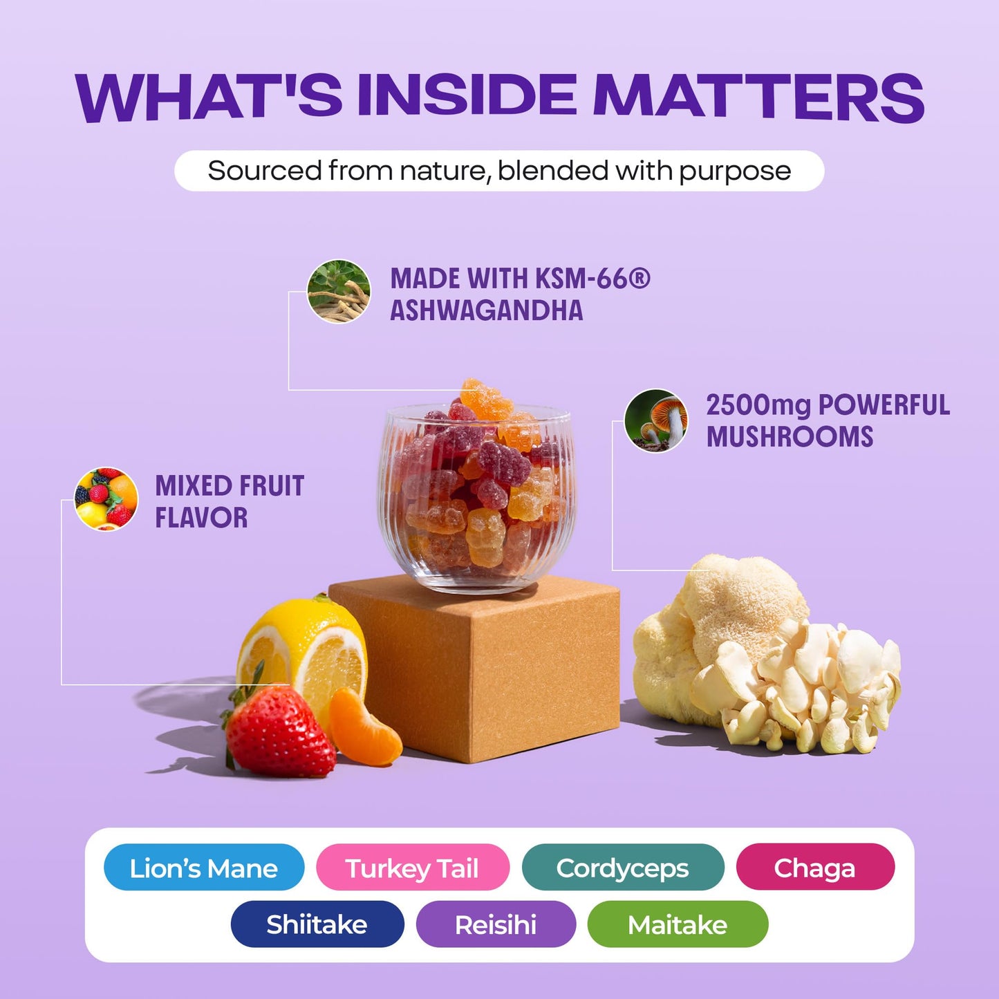 Drops Of Nature Organic Mushroom Gummies & Ashwagandha - Mixed Berry, 80 Gummies