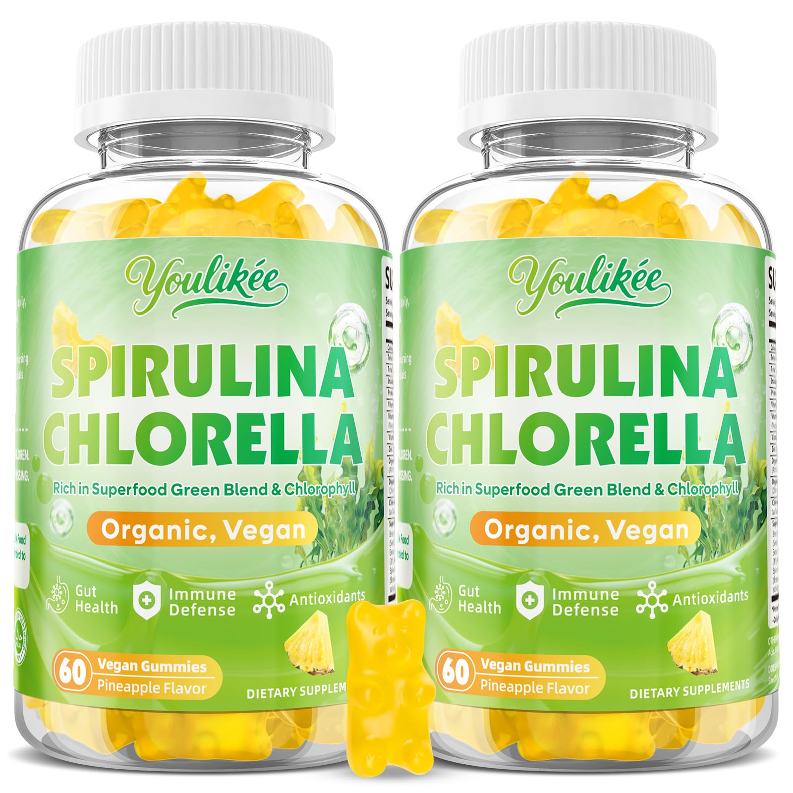 Youlikee Spirulina Chlorella Gummies 120 Gummies