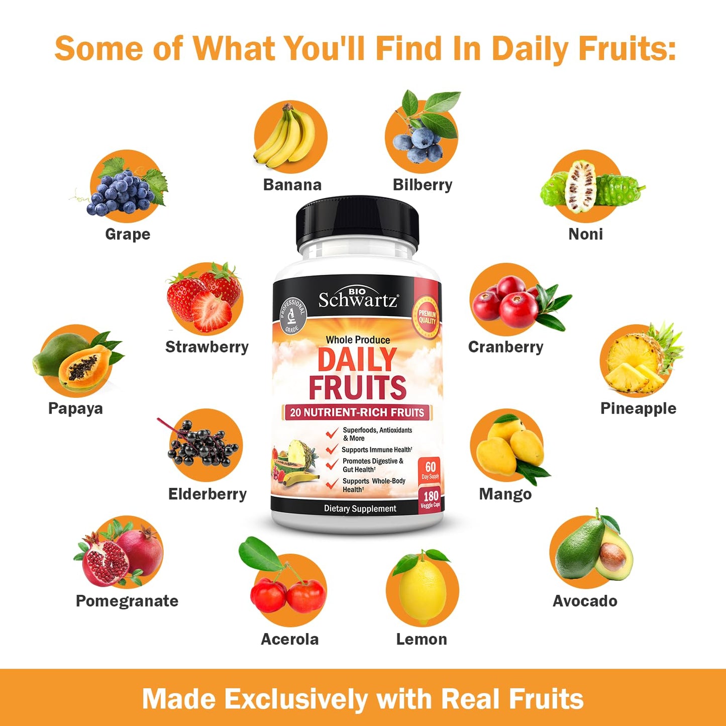 BioSchwartz Daily Fruits and Vegetables Supplement Capsules, 360