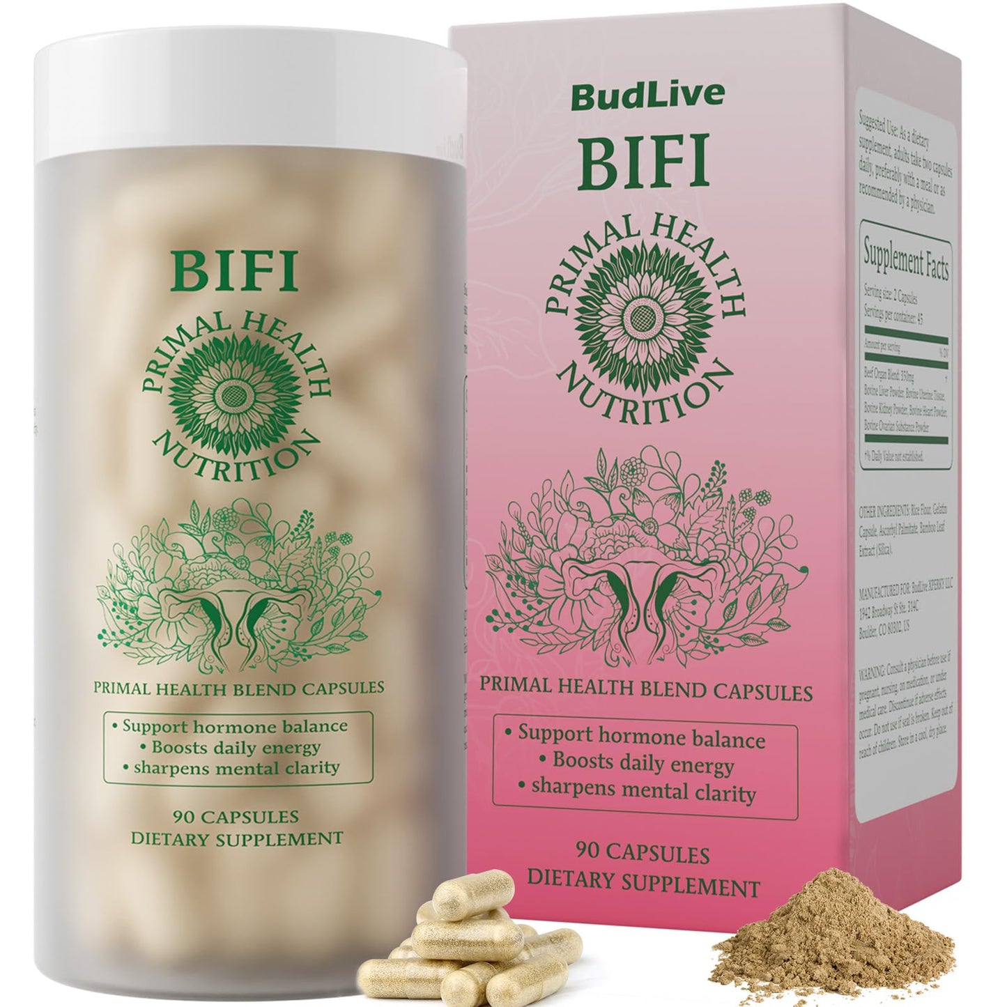 BudLive Beef Organ Supplement for Women 90 Capsules