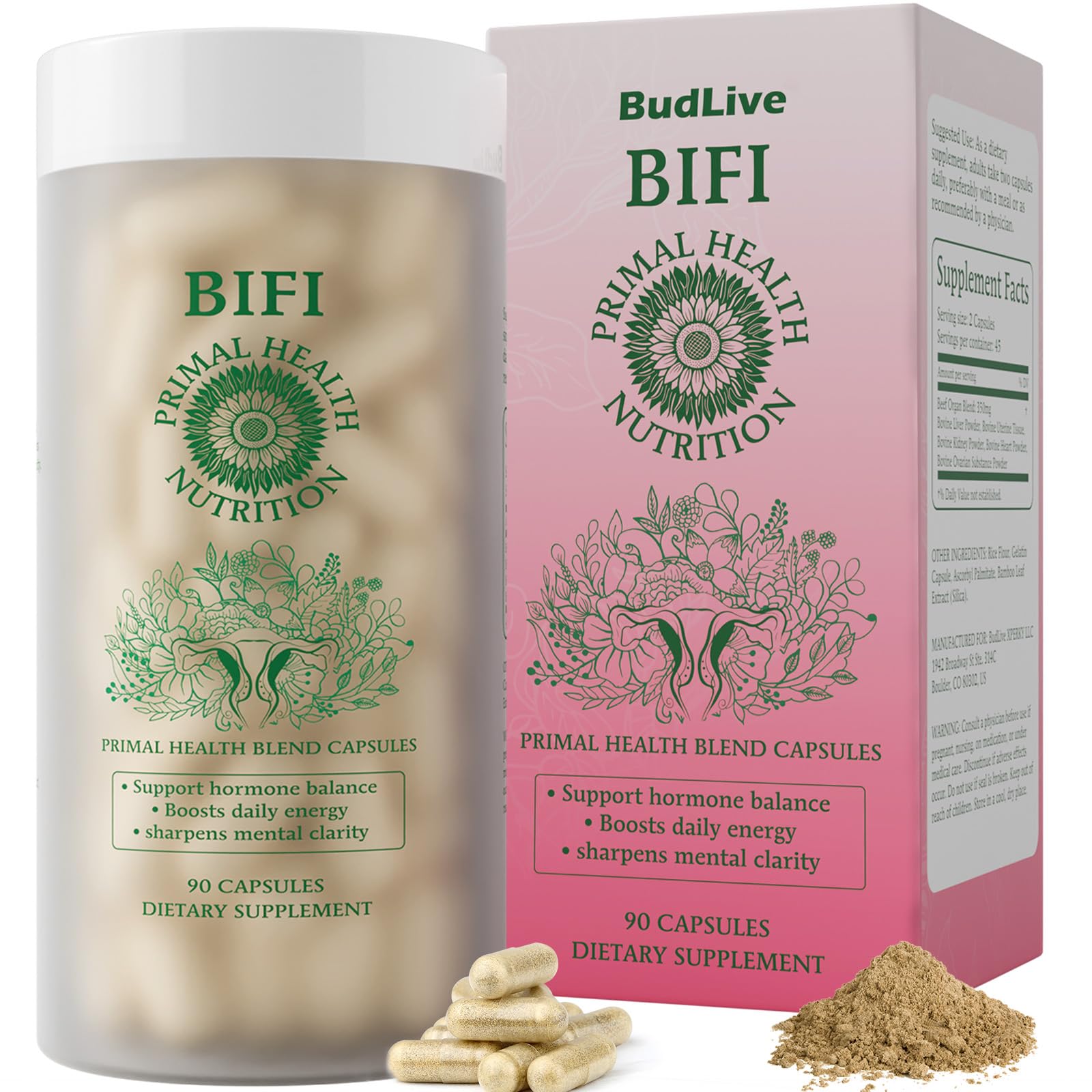 BudLive Beef Organ Supplement for Women 90 Capsules