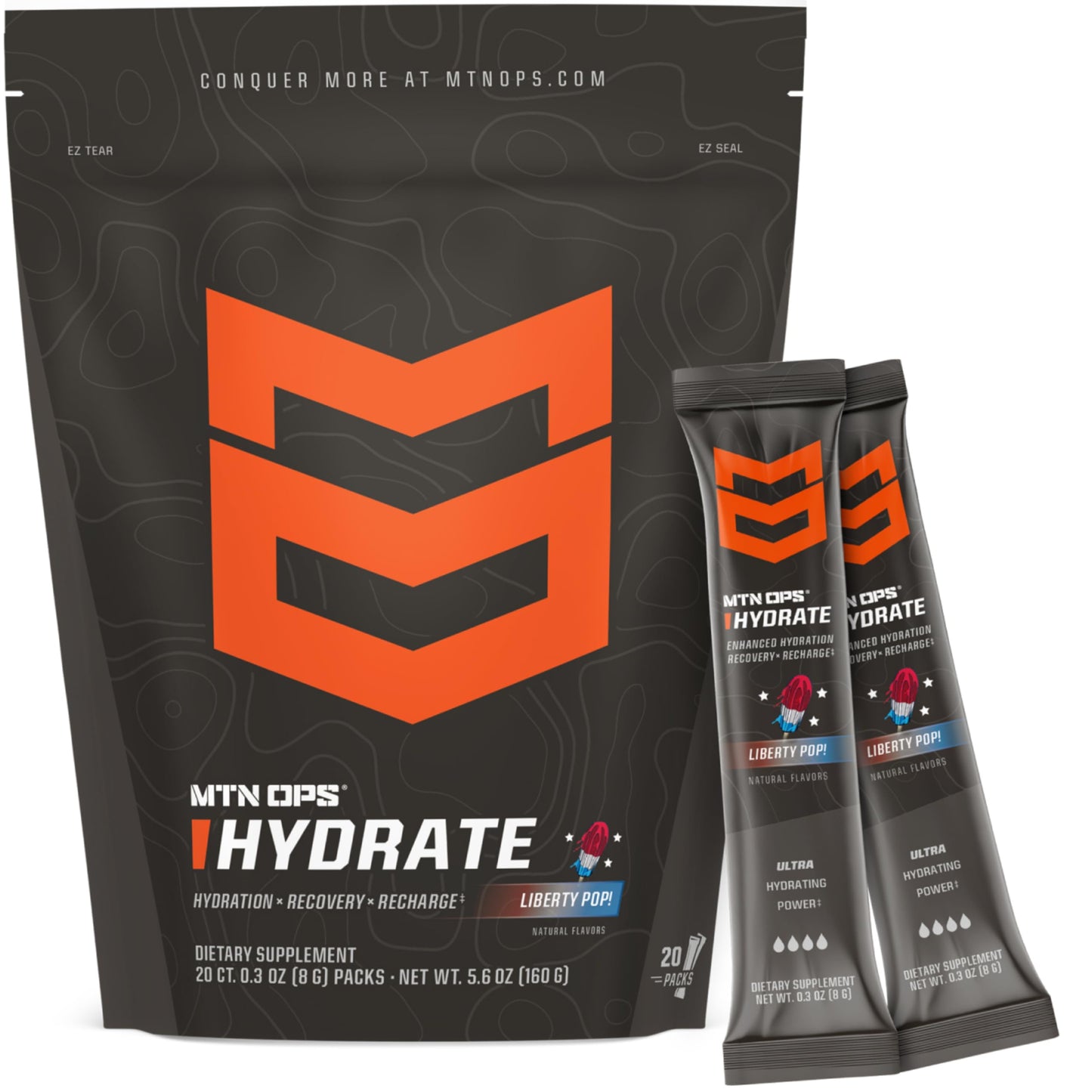 MTN OPS Hydrate Sugar Free Electrolyte Powder Liberty Pop 5.6 Ounce