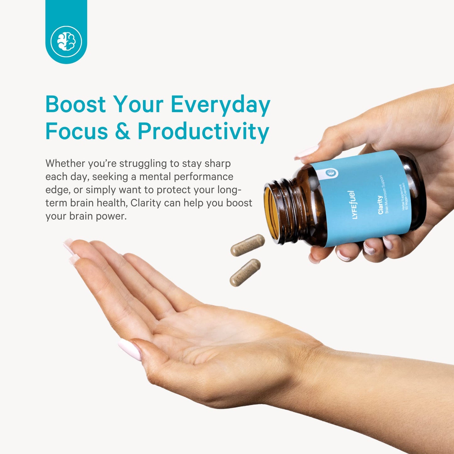 LyfeFuel Nootropic Mushroom Supplement for Clarity & Focus Capsule, 1 Count