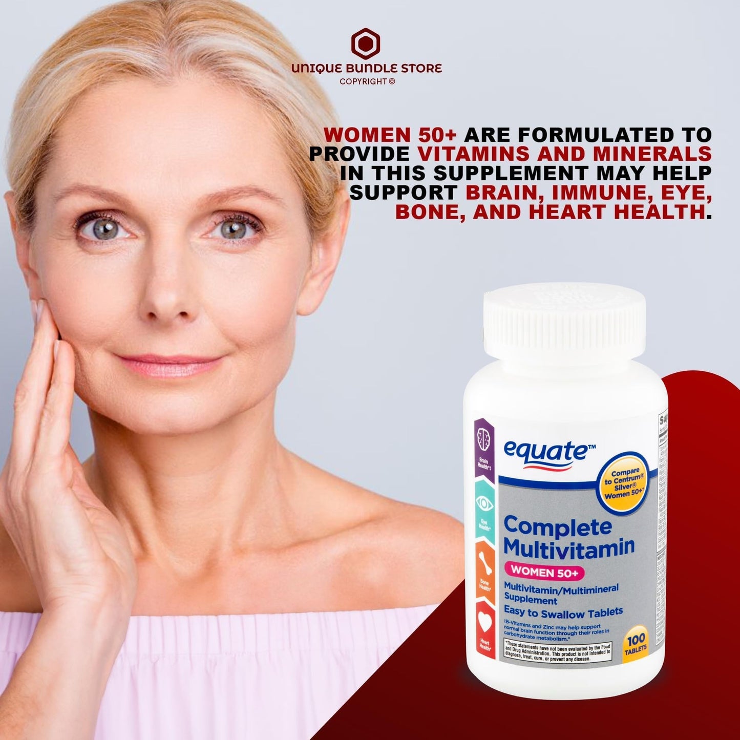 Unique Bundle Store Multivitamin for Women 50 Plus Tablets, 300 Count