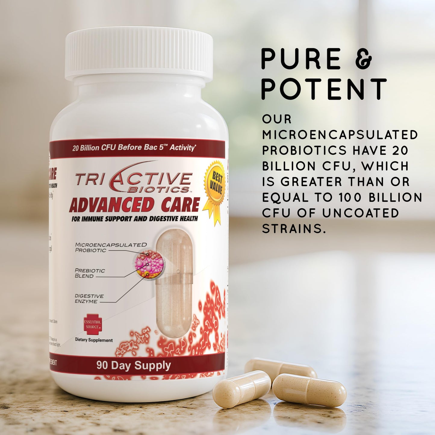 Essential Source TriActive Biotics Advanced Care Probiotics 90 Capsules