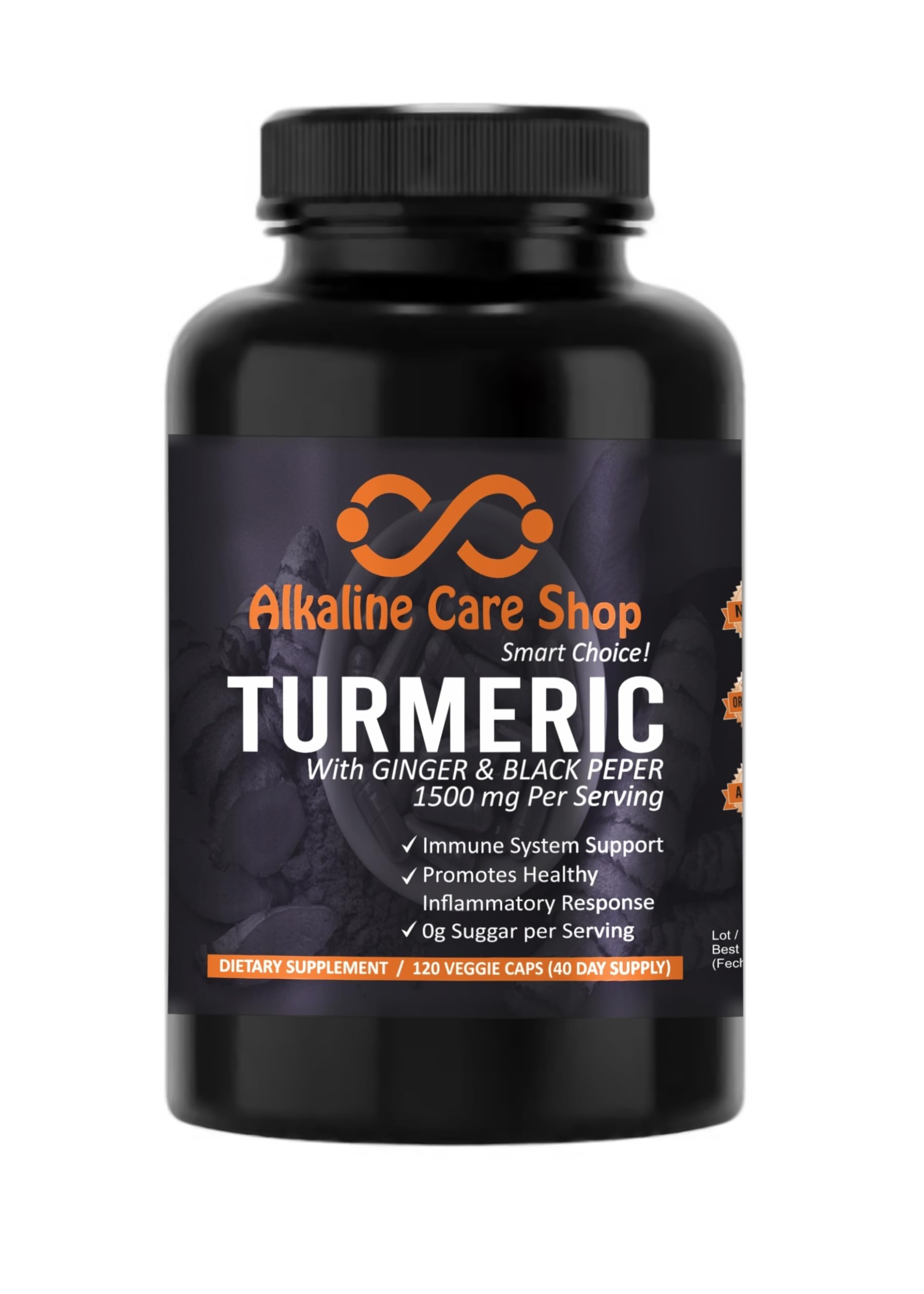 Alkaline Care Shop Turmeric Curcumin Supplement 1500mg with Organic Turmeric, Ginger & Black Pepper Capsule 1 Count