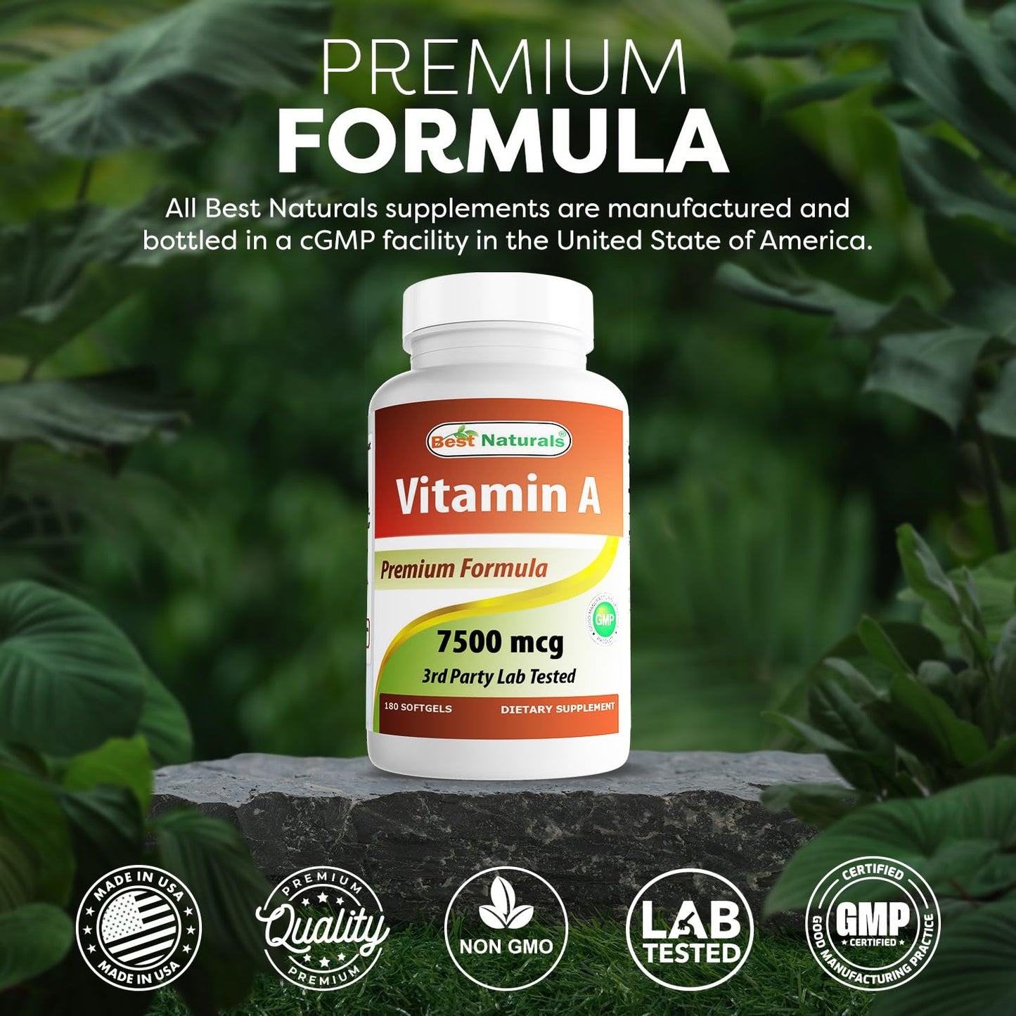 Best Naturals Vitamin A 25000 IU (7500 mcg) Softgels 180 Count