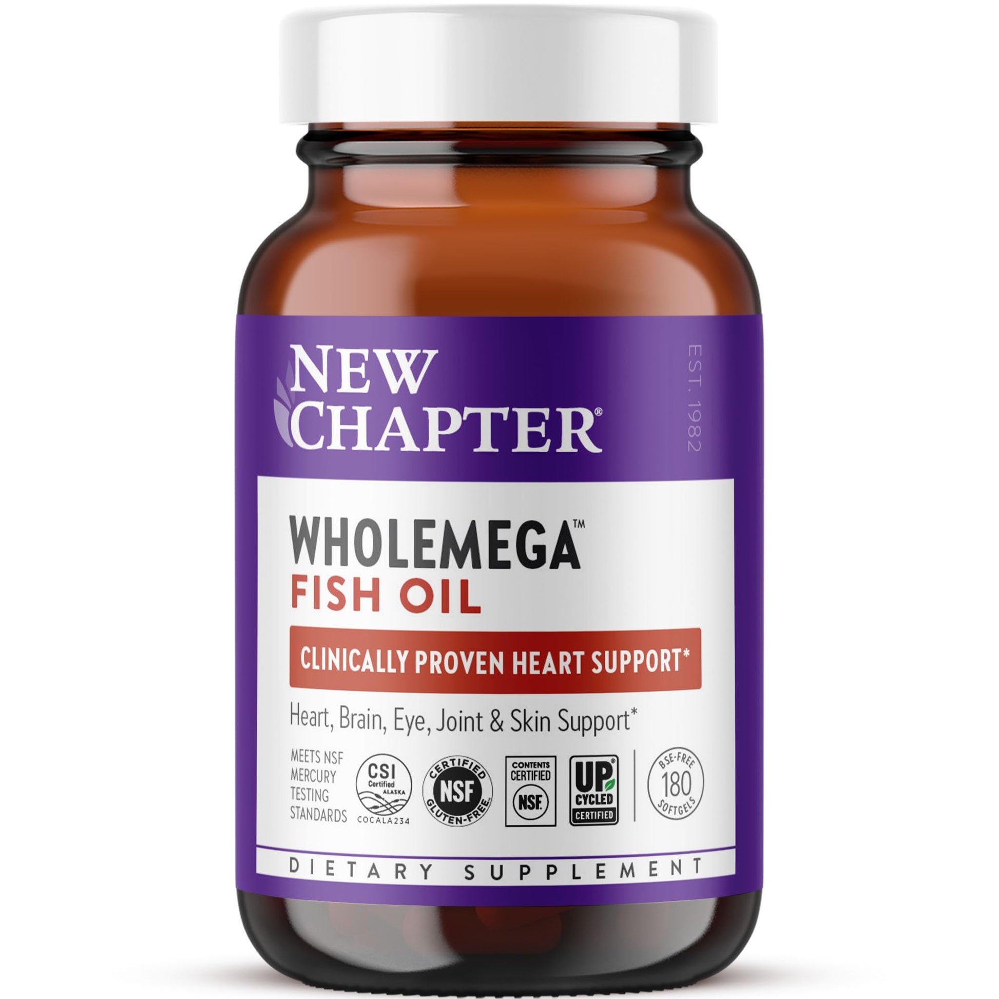 New Chapter Wholemega Fish Oil Supplement Softgel, 180 Softgels