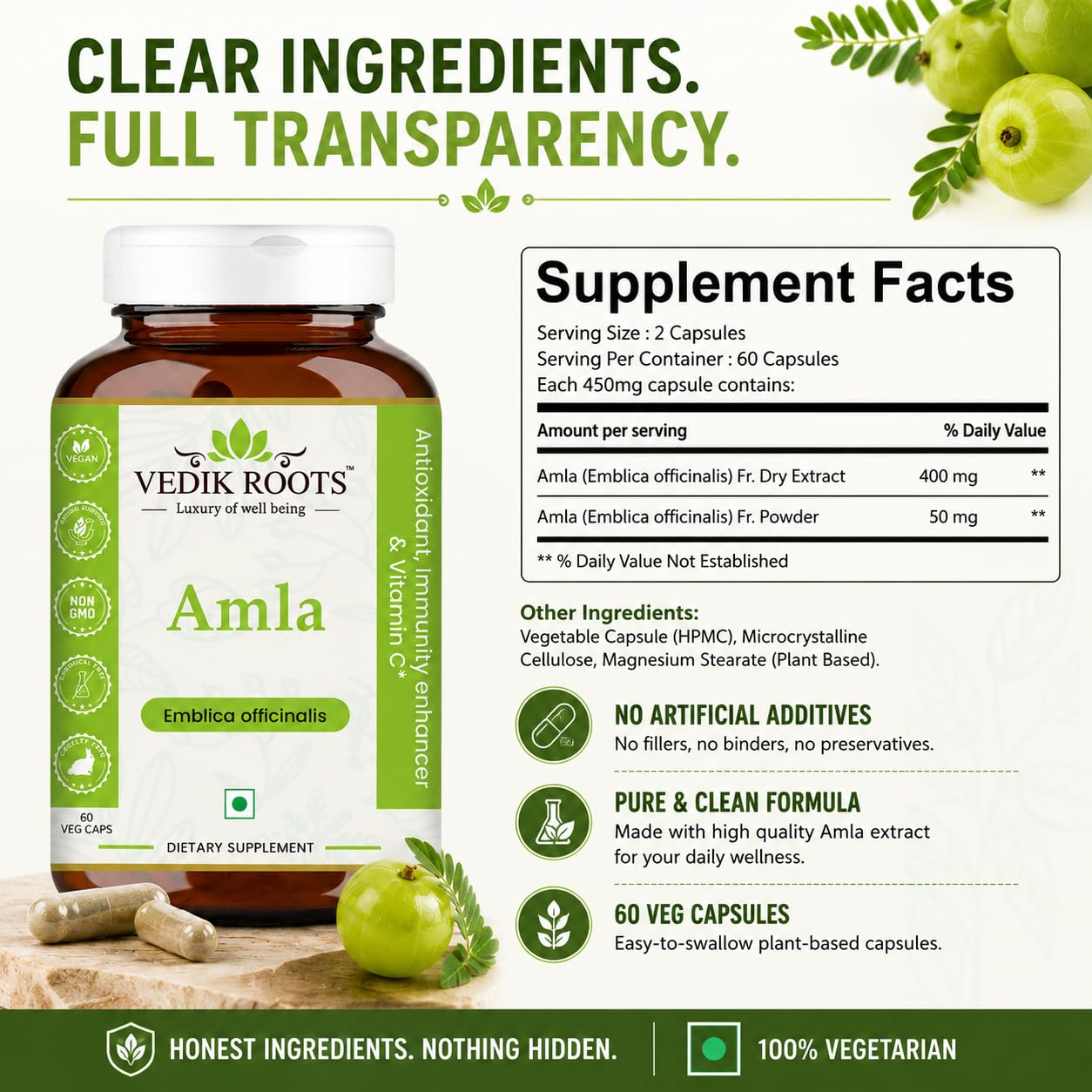 VEDIKROOTS Amla Capsule, 1 Count