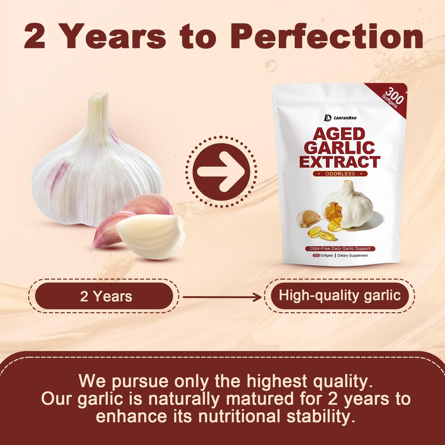LanranBee Aged Garlic Extract 750mg Capsule, 300 Capsules