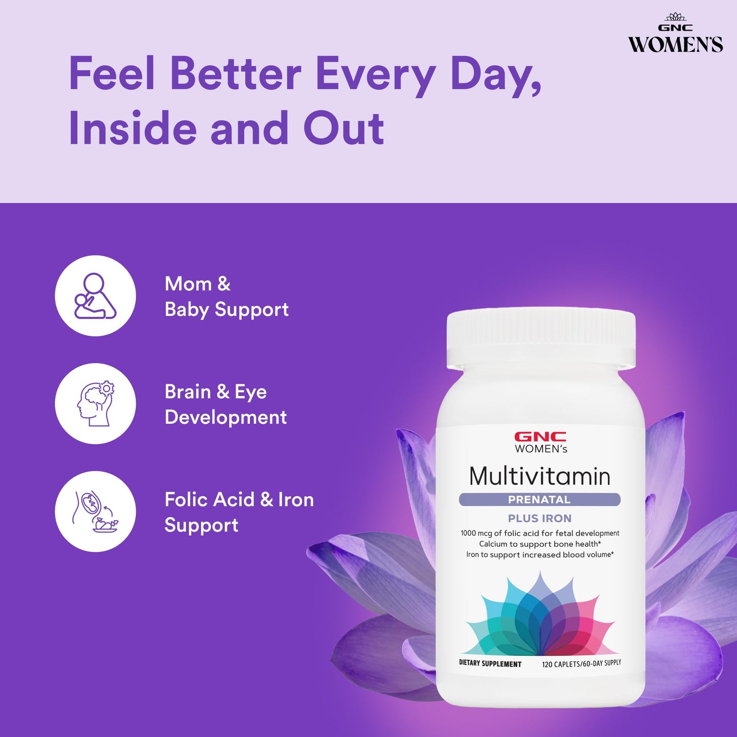 GNC Women's Prenatal Multivitamin Formula with Iron Caplets 120