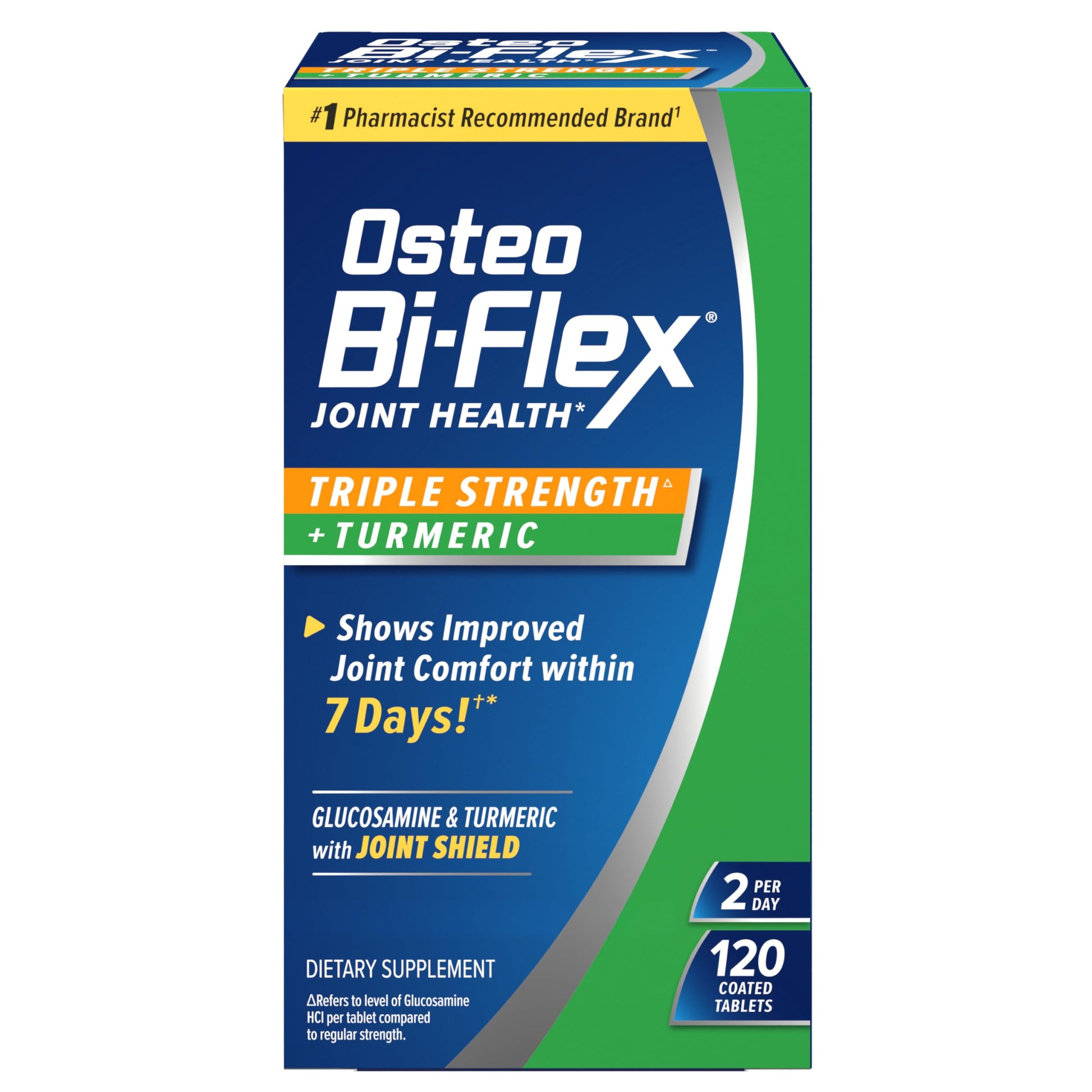 Osteo Bi-Flex Glucosamine Triple Strength Plus Turmeric Supplement with Curcumin for Joint Support and Range of Motion, Tablet, 120 Count