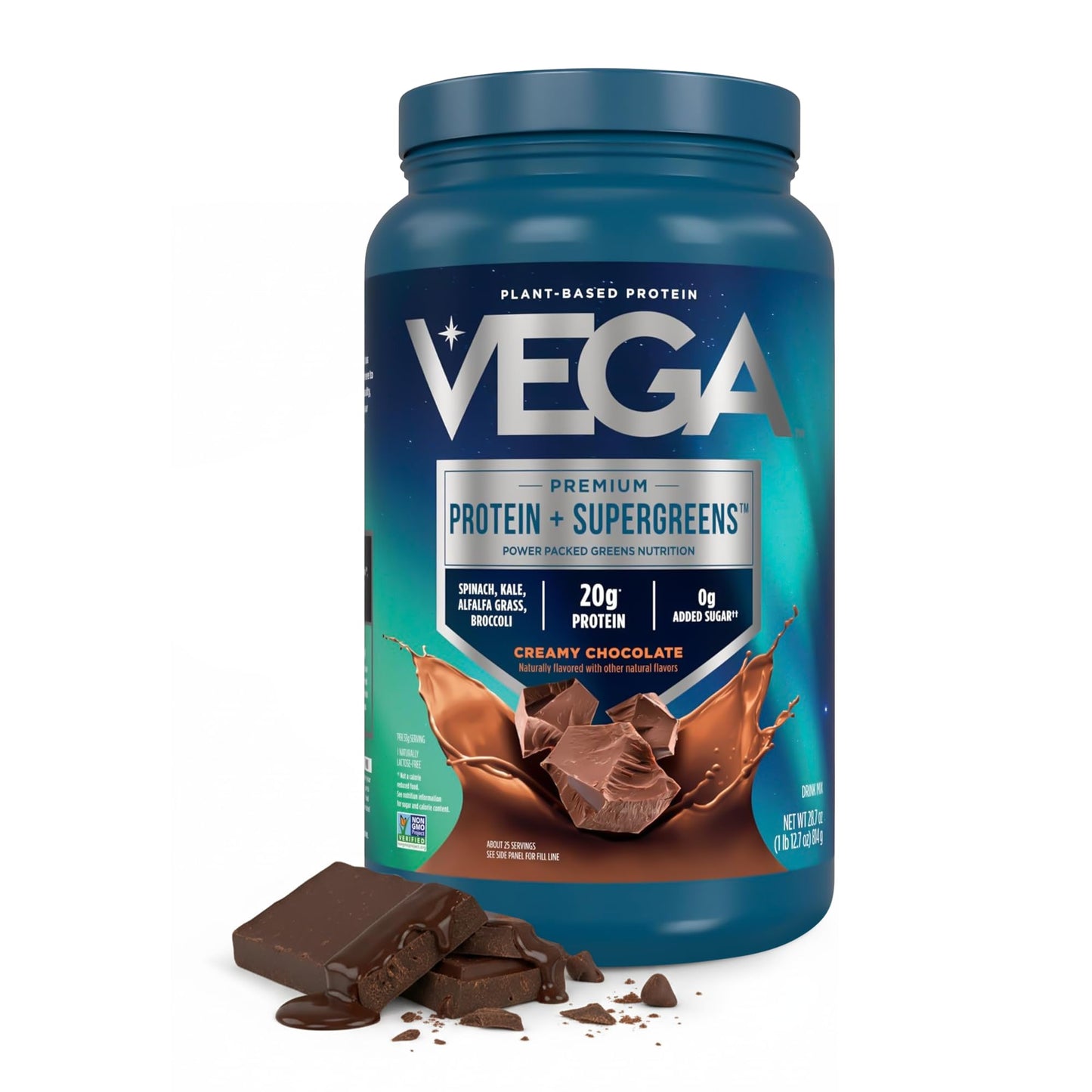 Vega Premium Protein + Supergreens Protein Powder, Chocolate, 28.8 oz