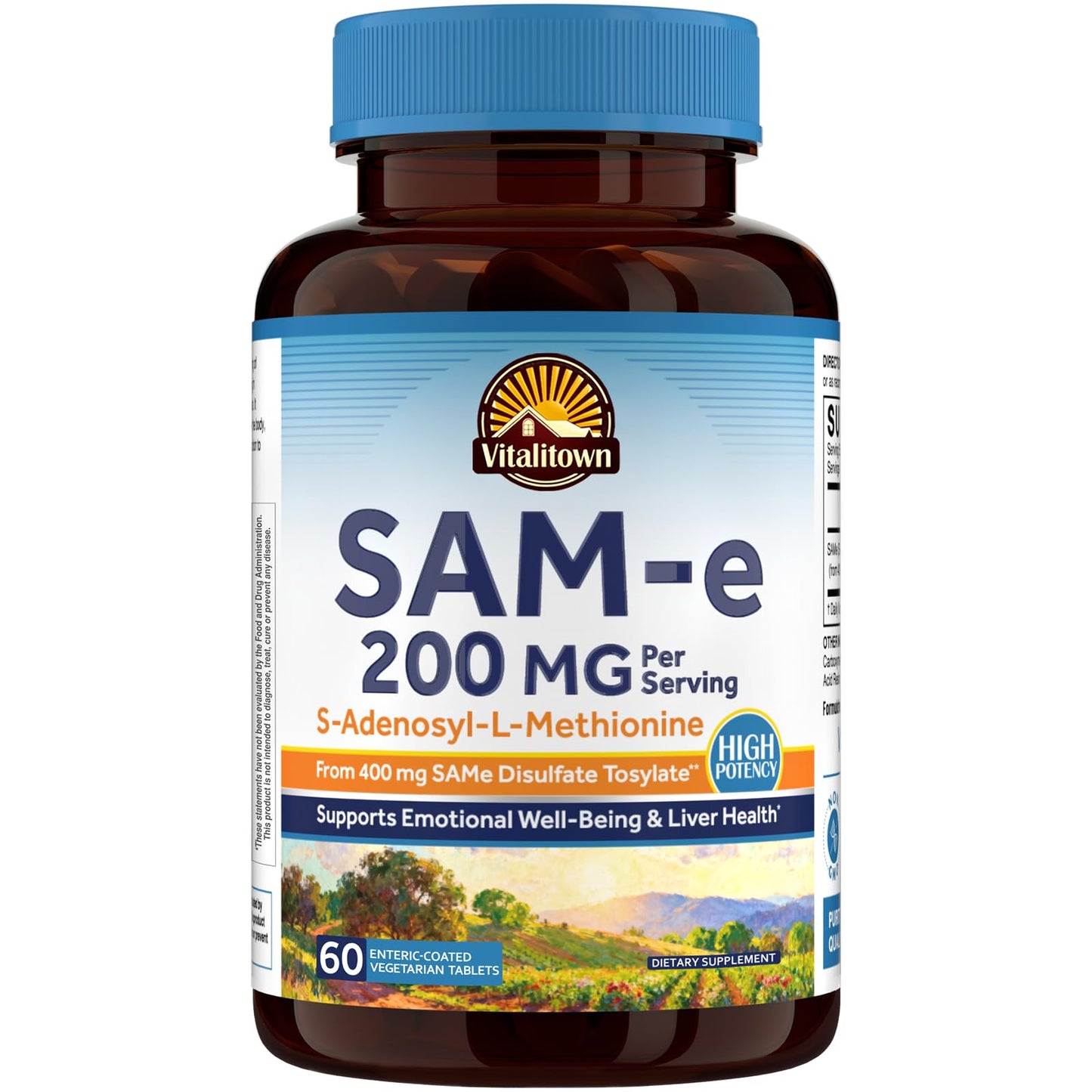 Vitalitown SAM-e (S-Adenosyl-L-Methionine) 200mg Capsules, 60 Count