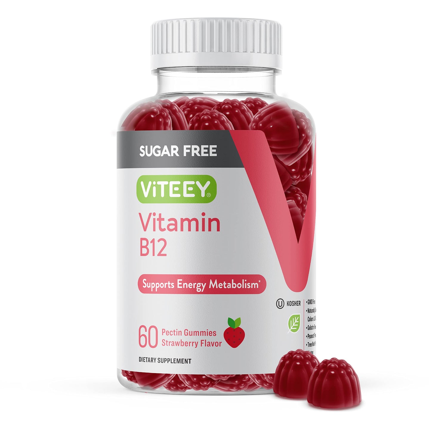 Viteey Vitamin B12 Gummies for Adults & Teens 1000mcg, Sugar Free, 60 Count