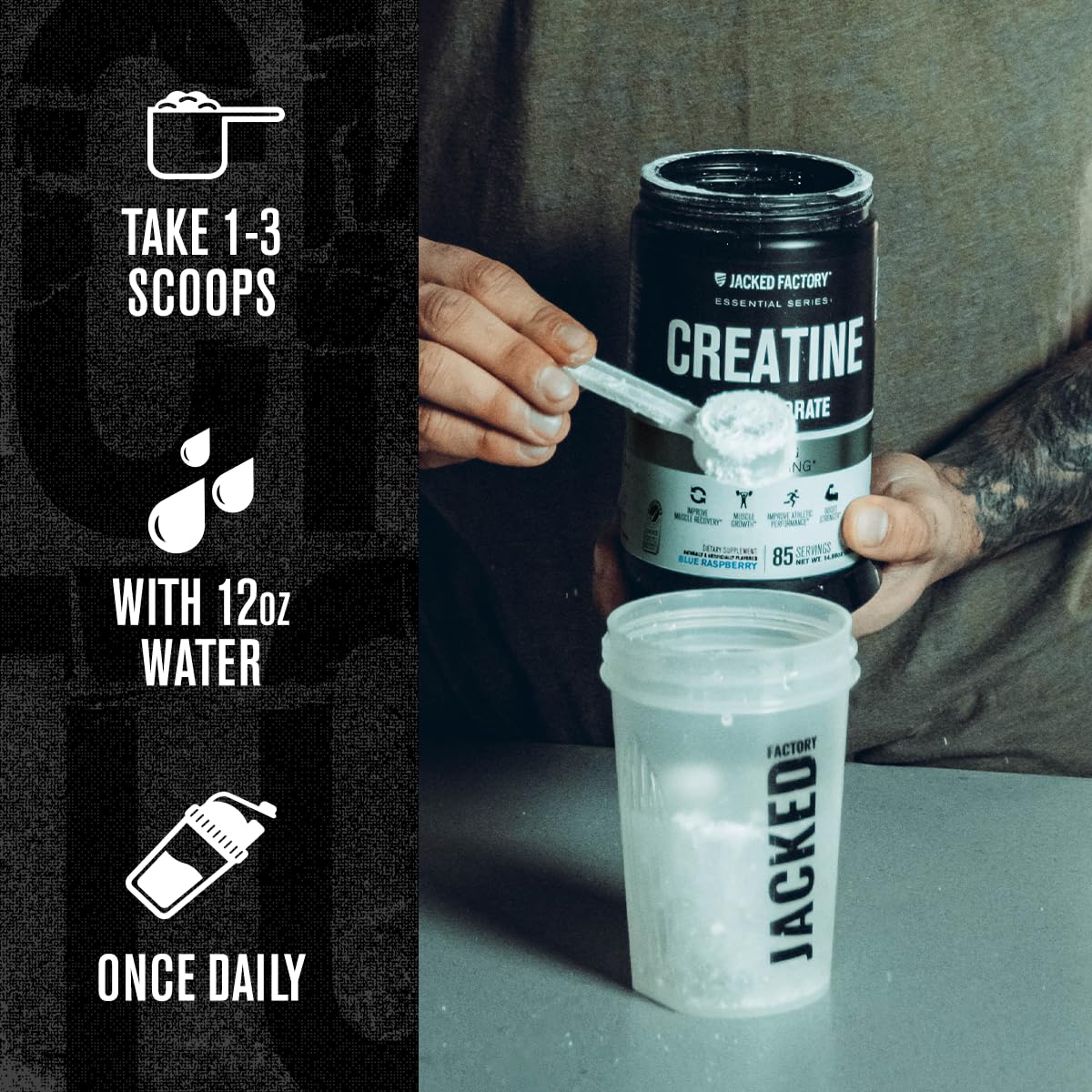 Jacked Factory Creatine Monohydrate Powder, 85 Servings
