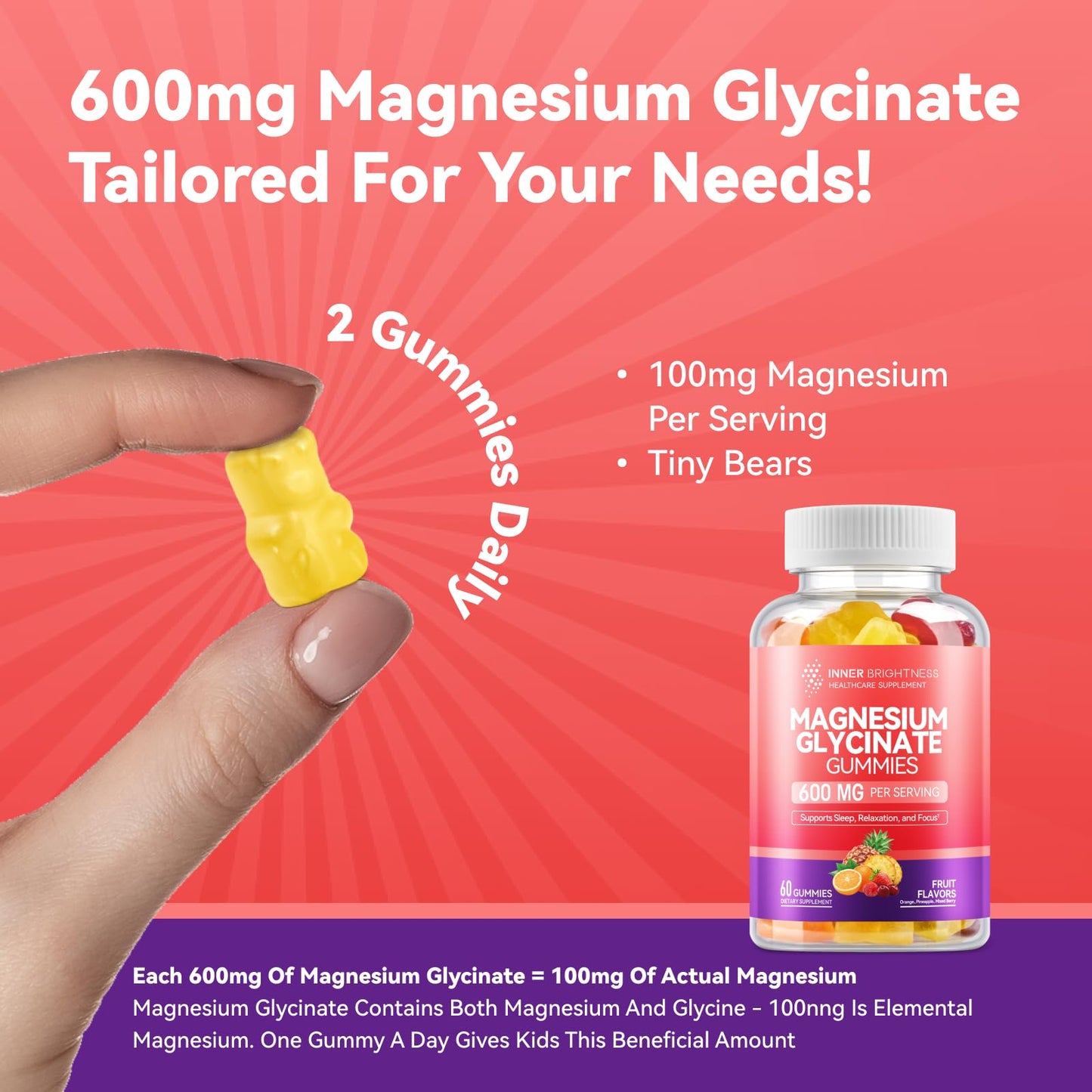 Inner Brightness Magnesium Glycinate Gummy, 60 Count