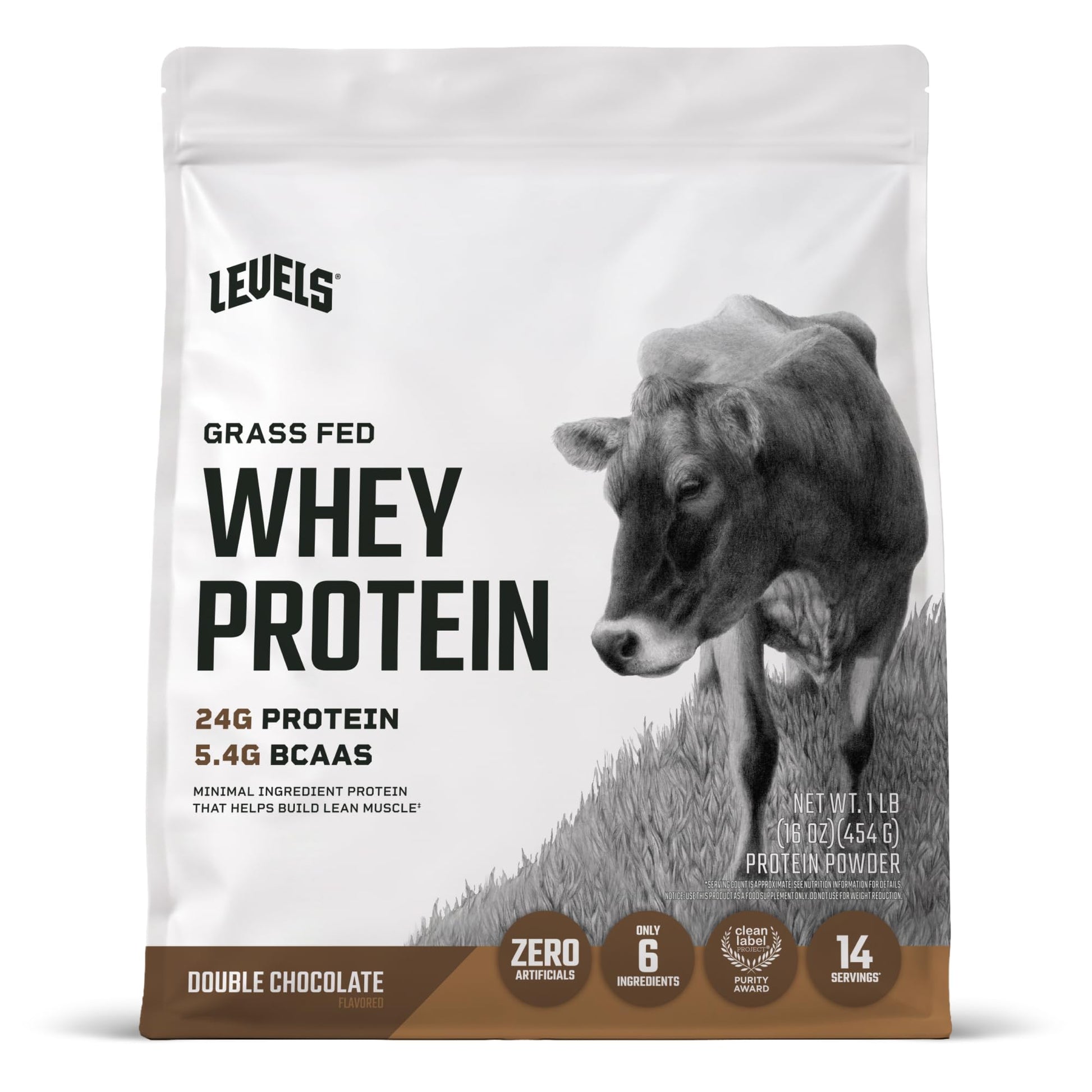 Levels Nutrition Whey Protein Powder, No Artificials, Double Chocolate, 16