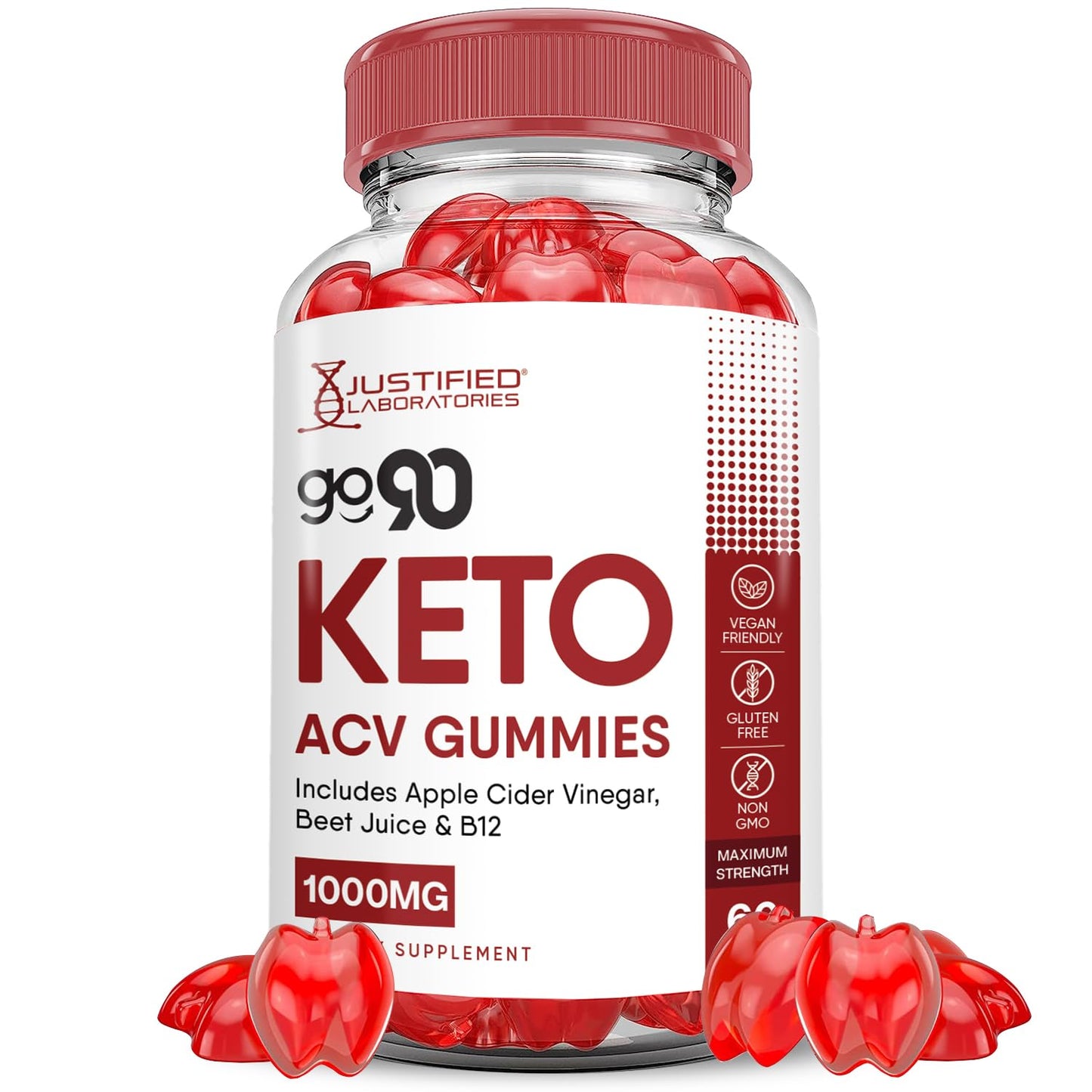 Justified Laboratories Go 90 Keto ACV Gummies Advanced Formula 1000mg - 60 Gummies