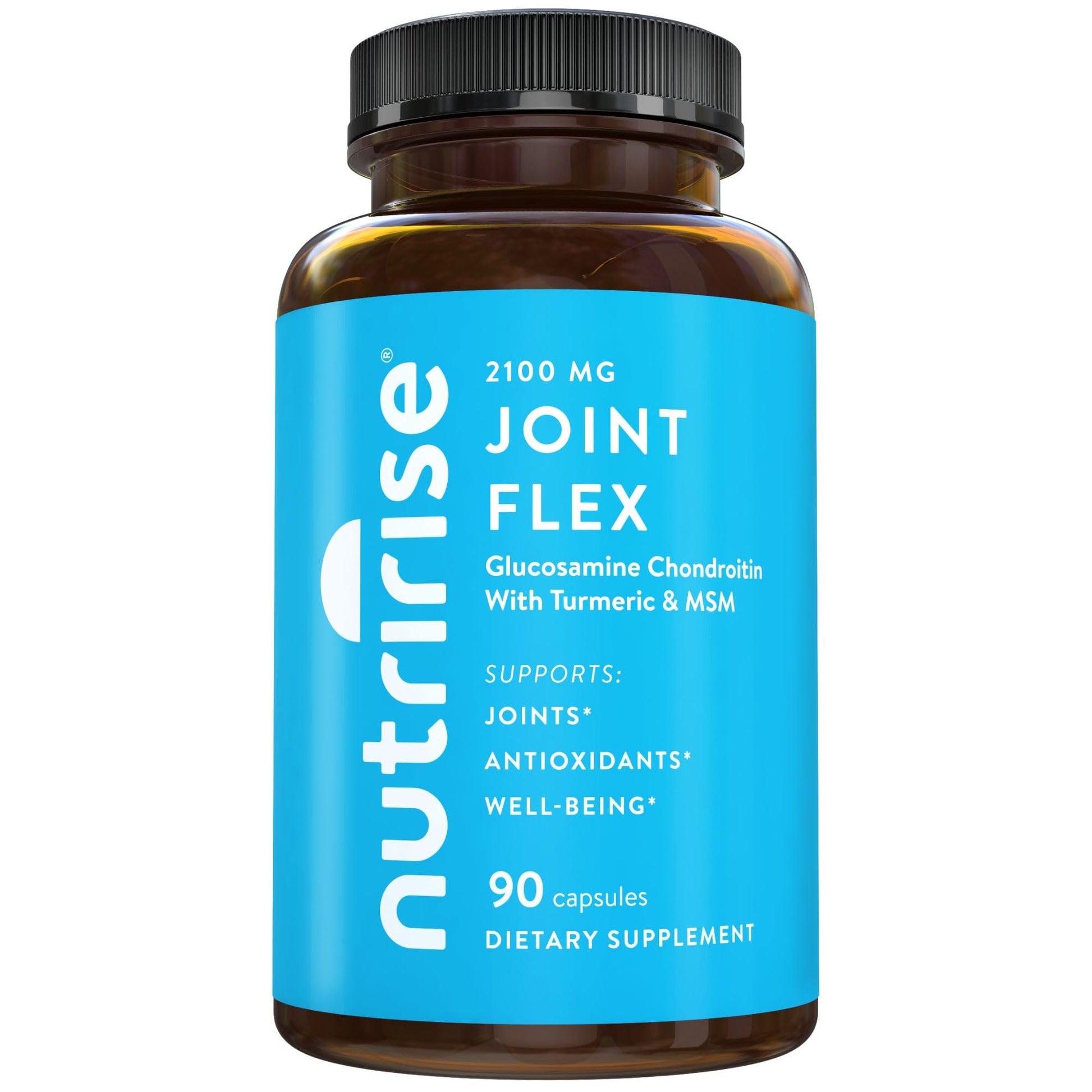 NutriRise Glucosamine Chondroitin Quercetin & MSM with Turmeric Curcumin 2100mg Triple Strength Joint Support Capsule, 90 Count
