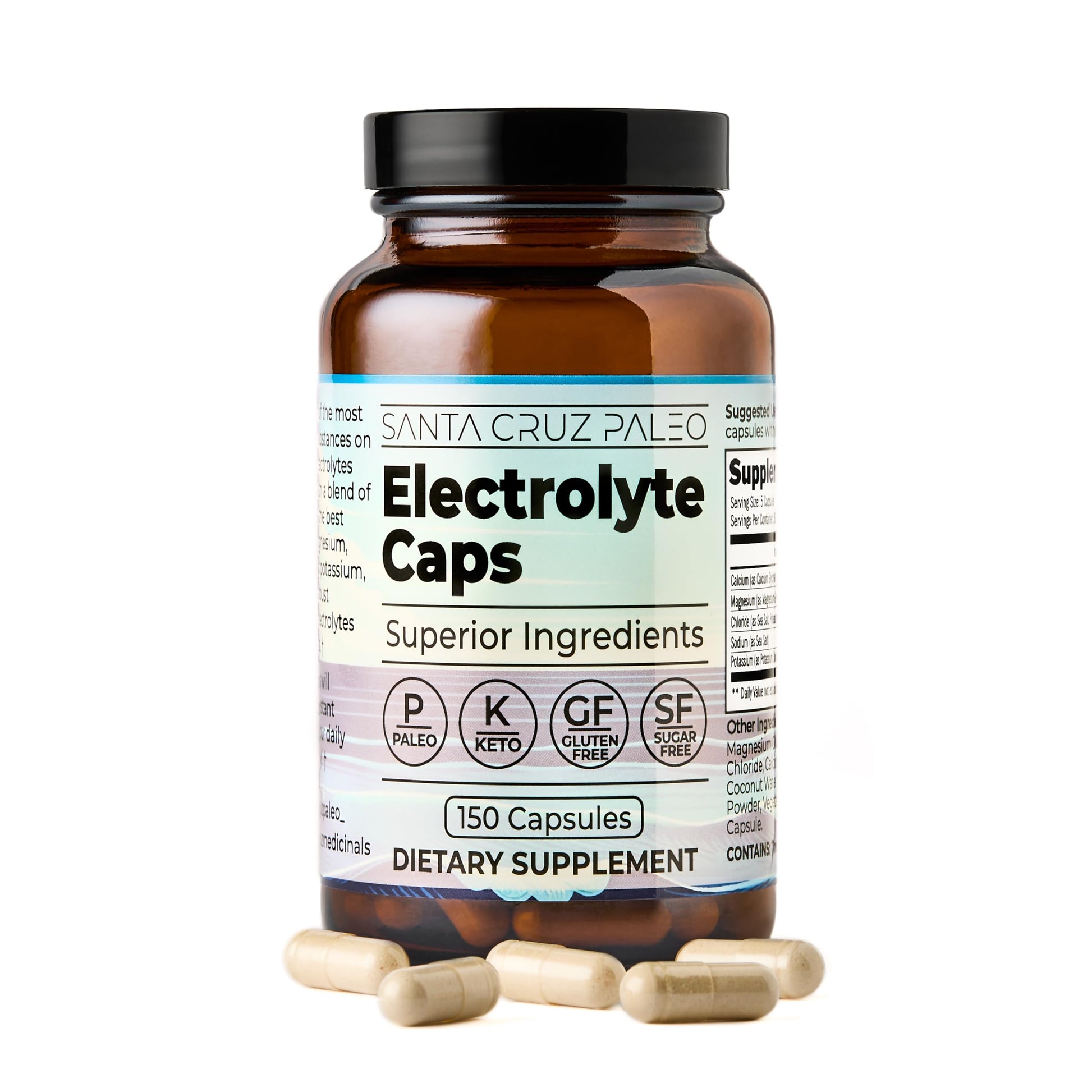 Santa Cruz Paleo Electrolyte Capsules for Hydration Support, 150 Capsules