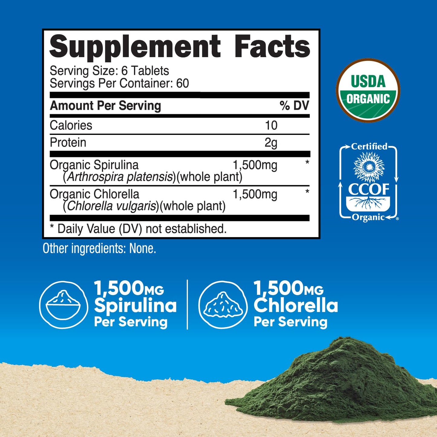 Nutricost Organic Spirulina + Chlorella 360 Tablets