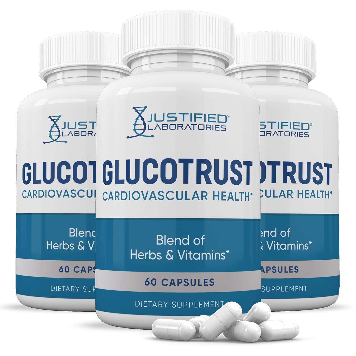Justified Laboratories Glucotrust Advanced Formula 688mg Supplement Capsules 180 Count