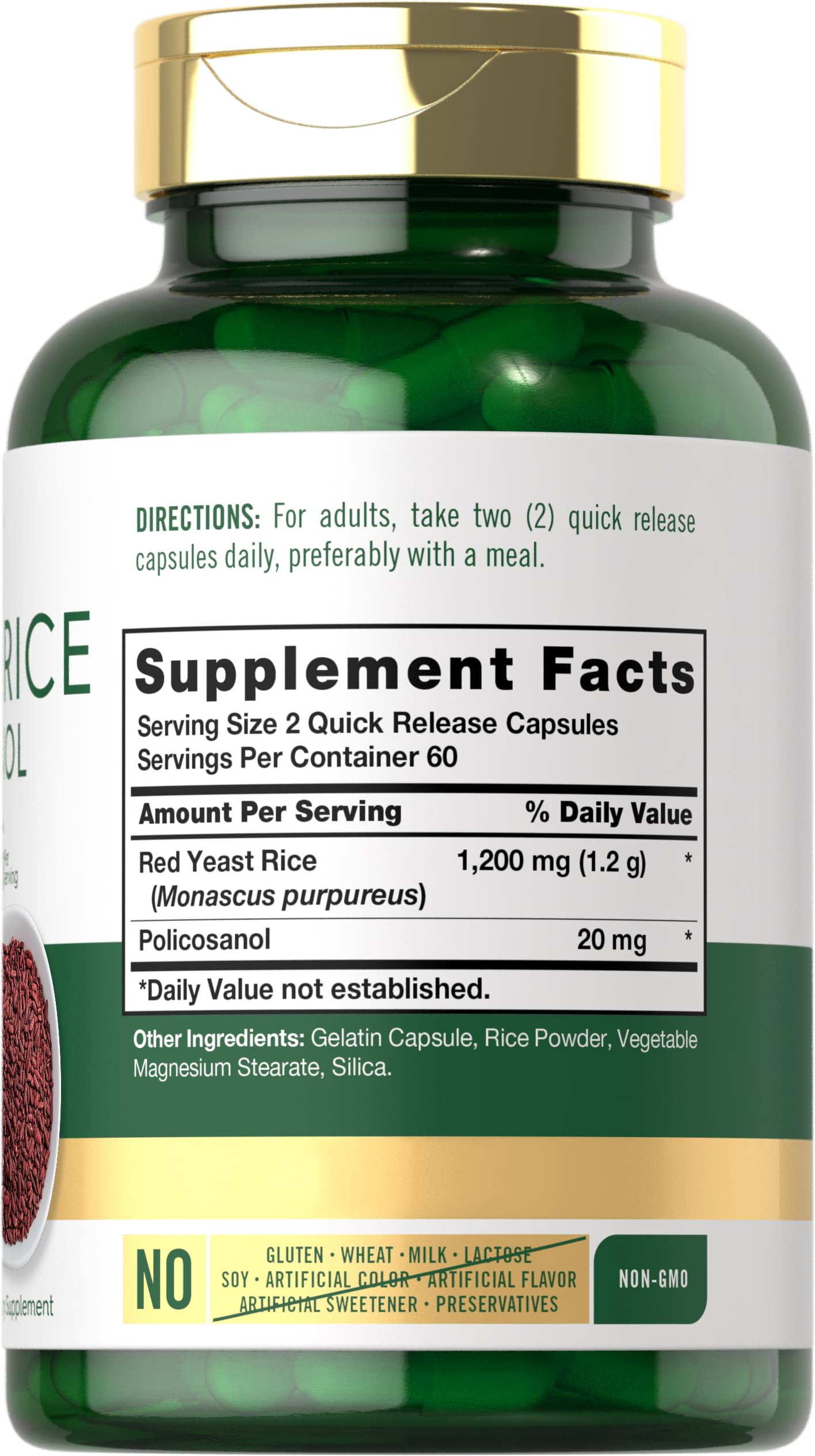 Carlyle Red Yeast Rice Complex with Policosanol, 120 Capsules
