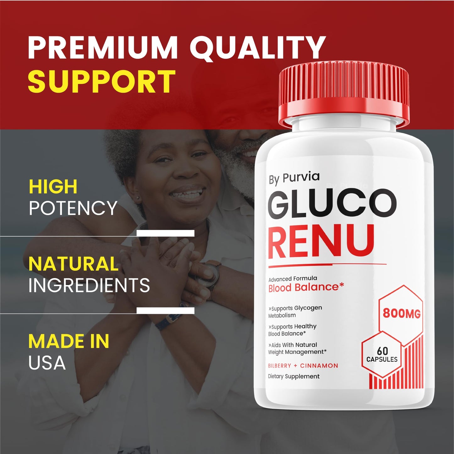 Purvia Gluco Renu Capsules, 60 Count