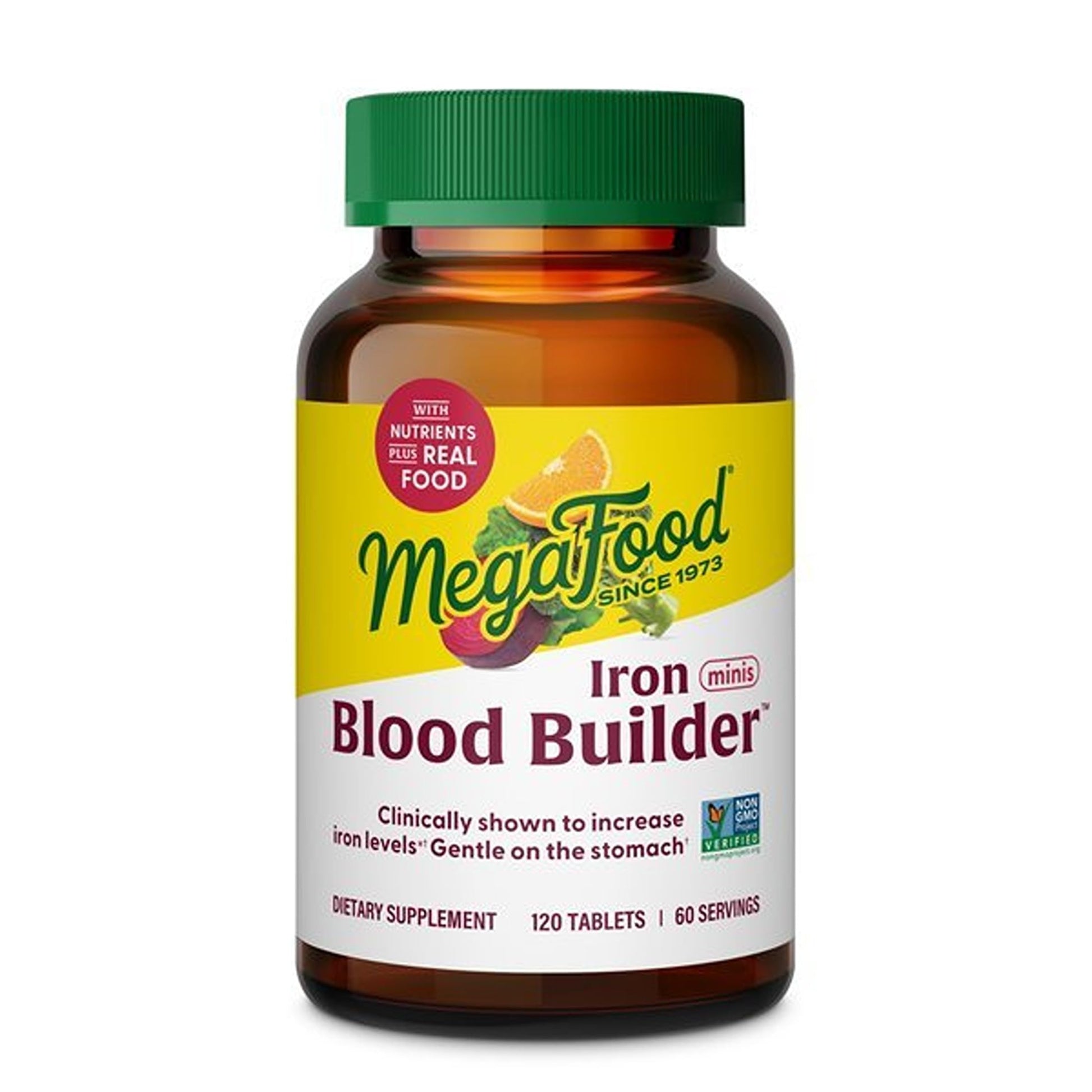 MegaFood Blood Builder Iron Supplement Energy Support Tablet, 120 Tablets