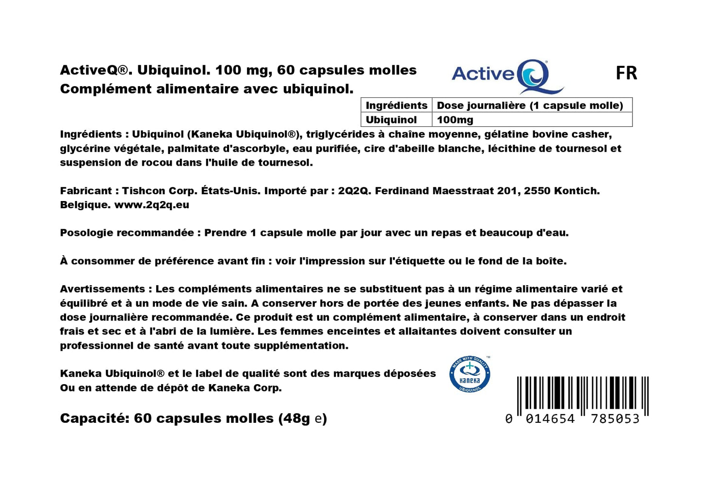 ActiveQ Coenzyme Q10 Ubiquinol 100mg Softgels, 60-count