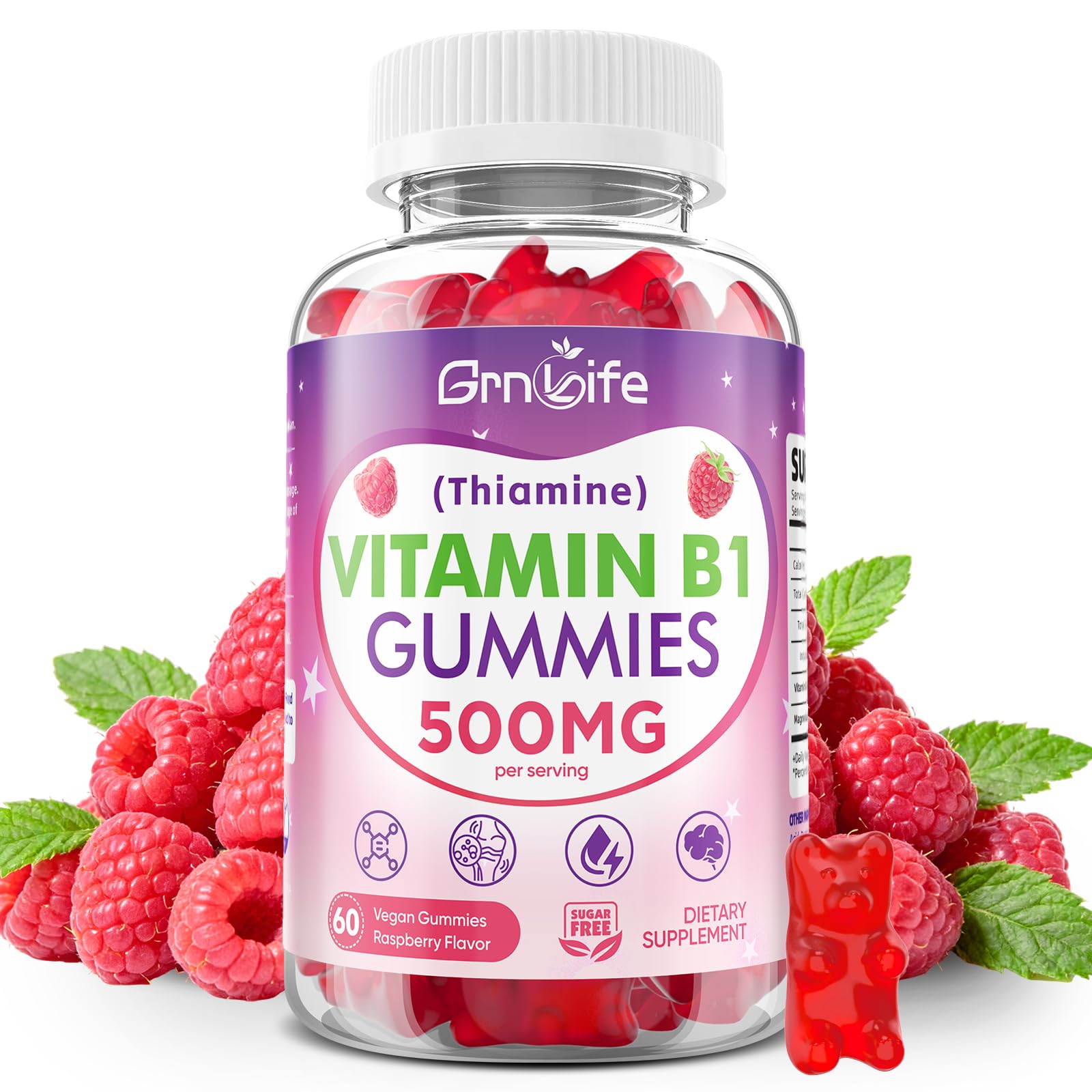 GrnLife Vitamin B1 Gummies 500mg, 60 Count