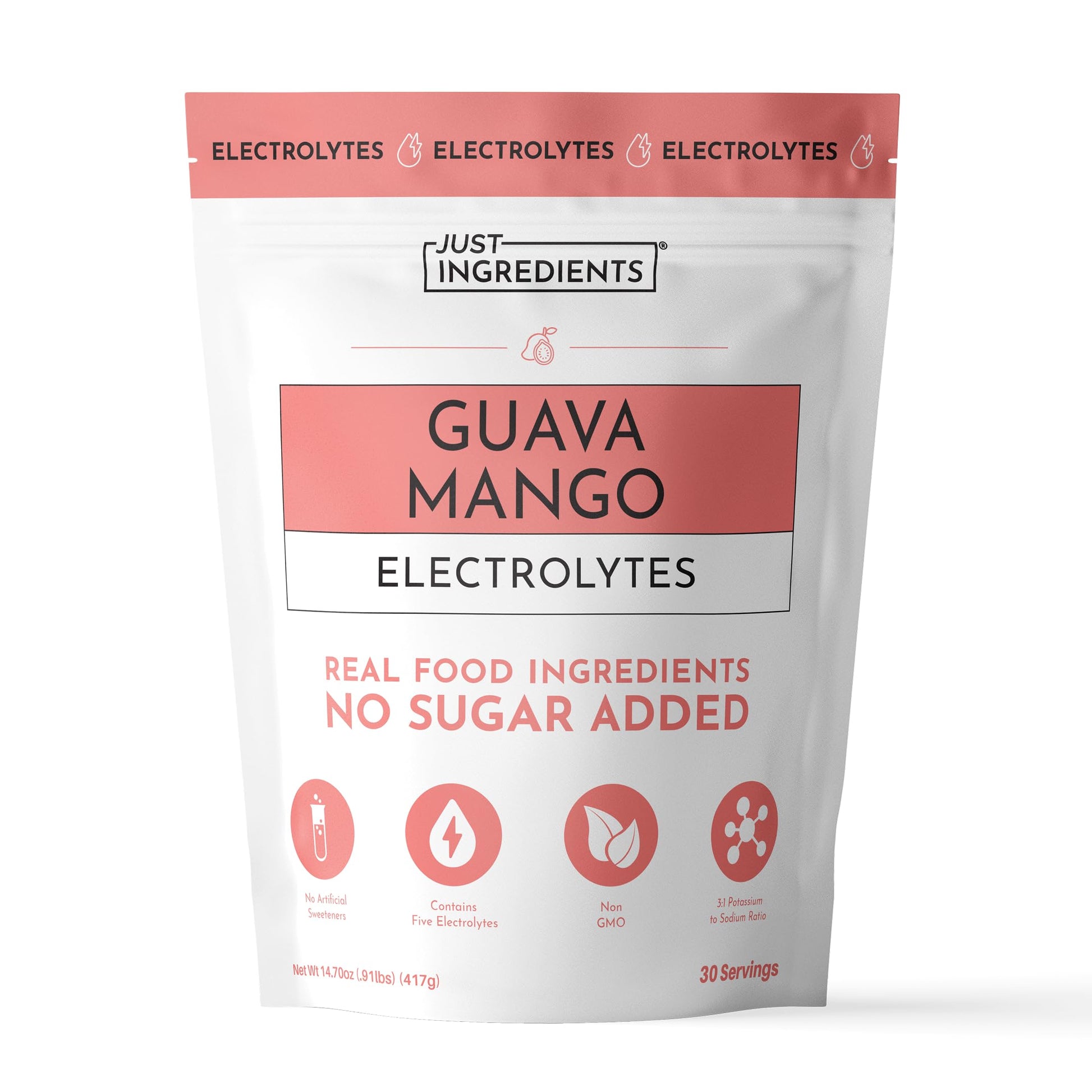 JUST INGREDIENTS Guava Mango Electrolytes No Sugar Powder 14.8