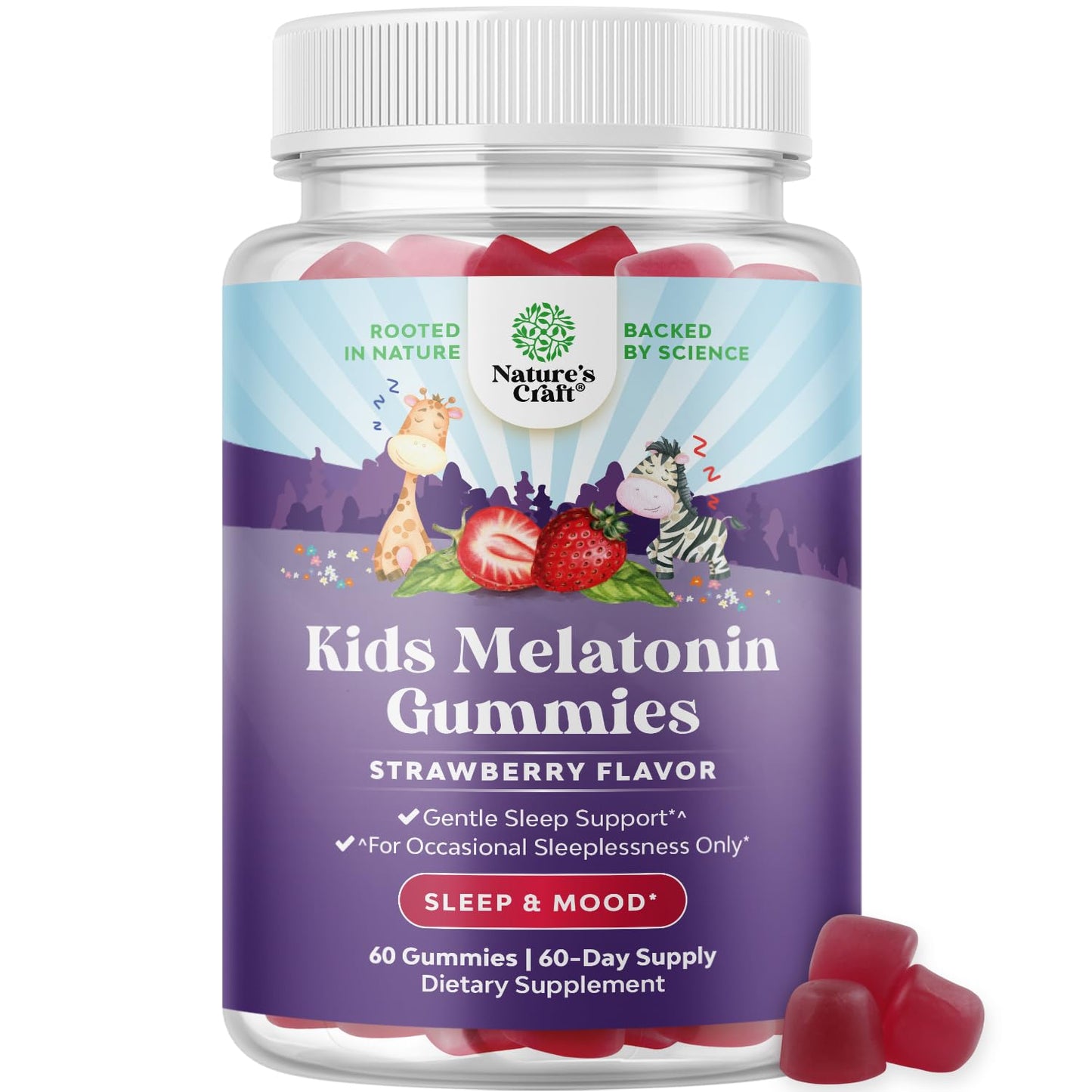 Natures Craft Melatonin Gummies for Kids Sleep Support, 60 Count