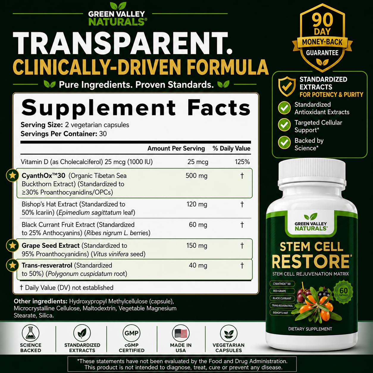Green Valley Naturals Stem Cell Restore Capsule, 60 Capsules
