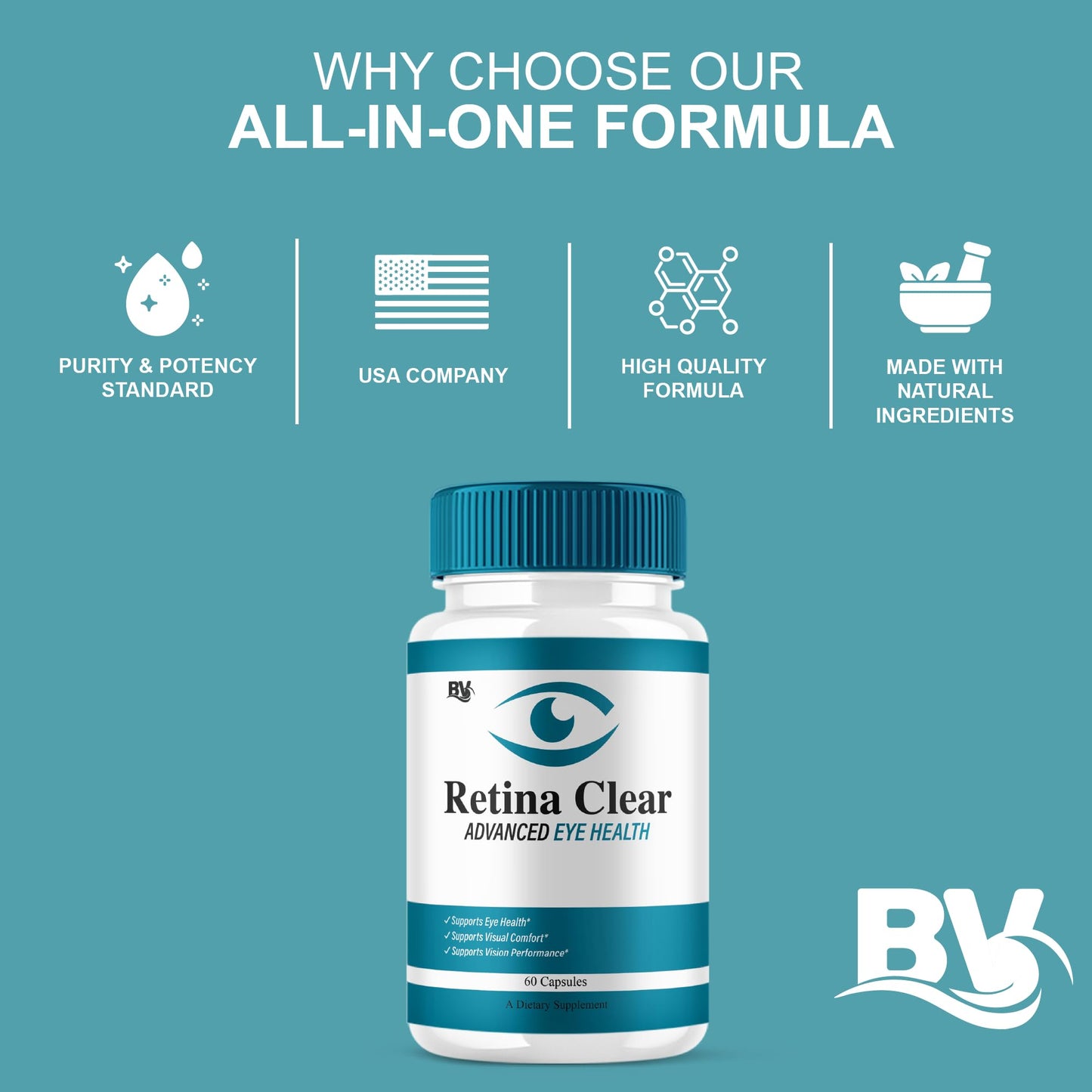 BLUE VIBE Retina Clear Advanced Eye Support Health Supplement Capsules 300