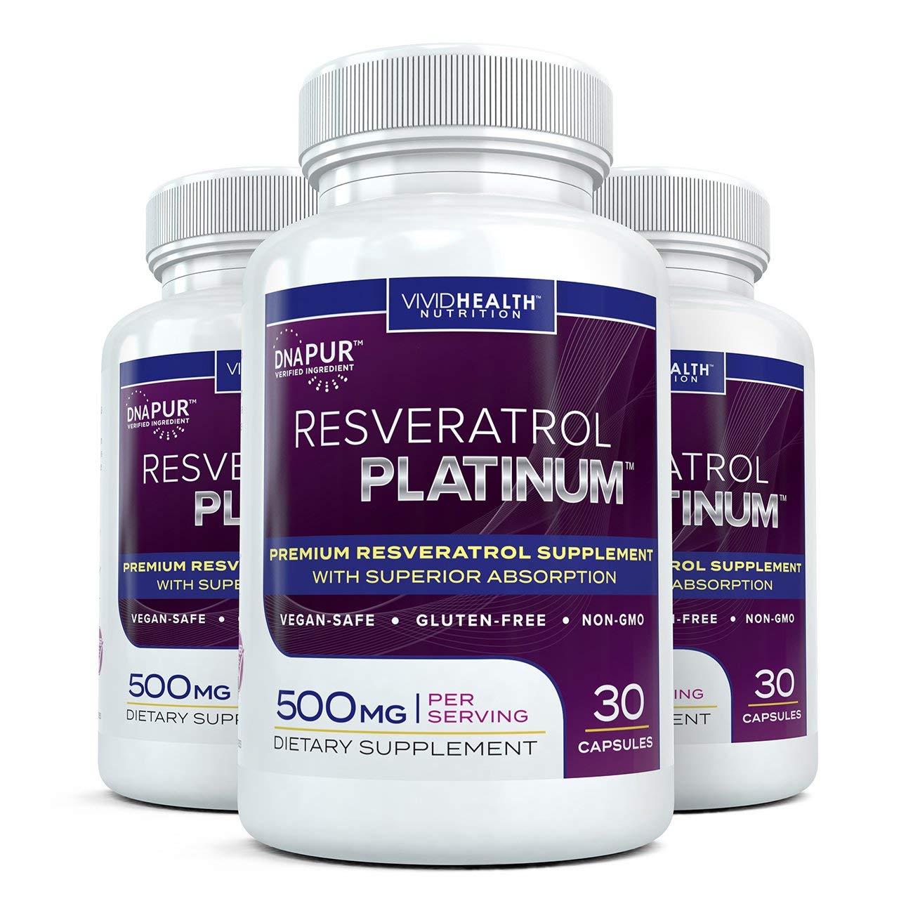 Vivid Health Nutrition Resveratrol Platinum Capsule, 30 Capsules Per Bottle