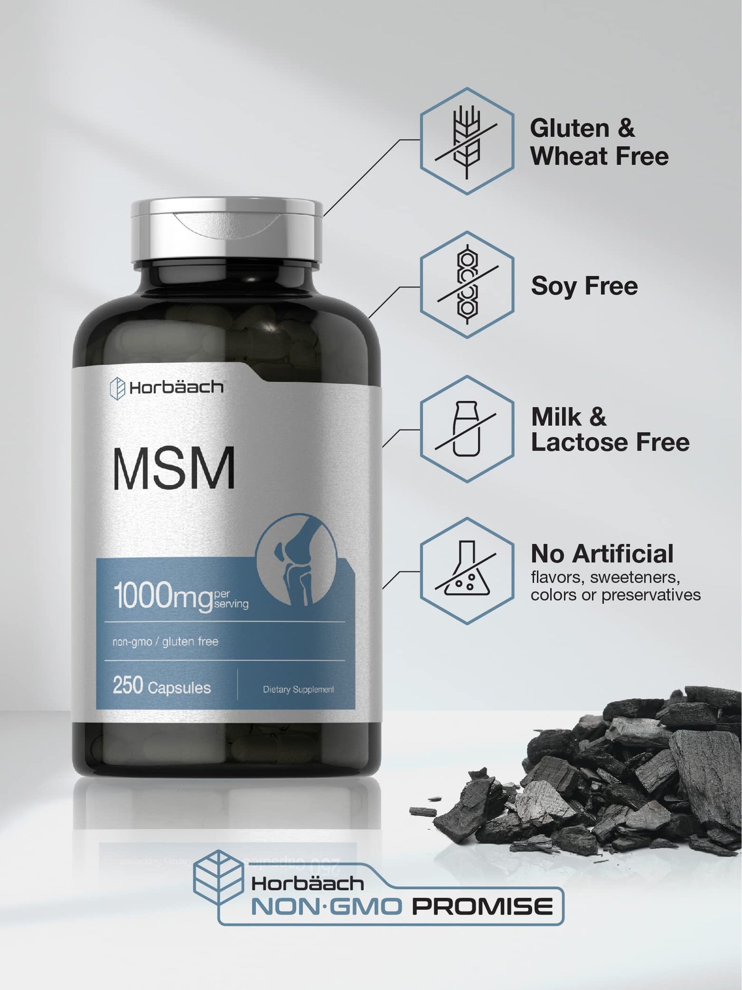 Horbäach MSM Supplement Capsules 250 Count