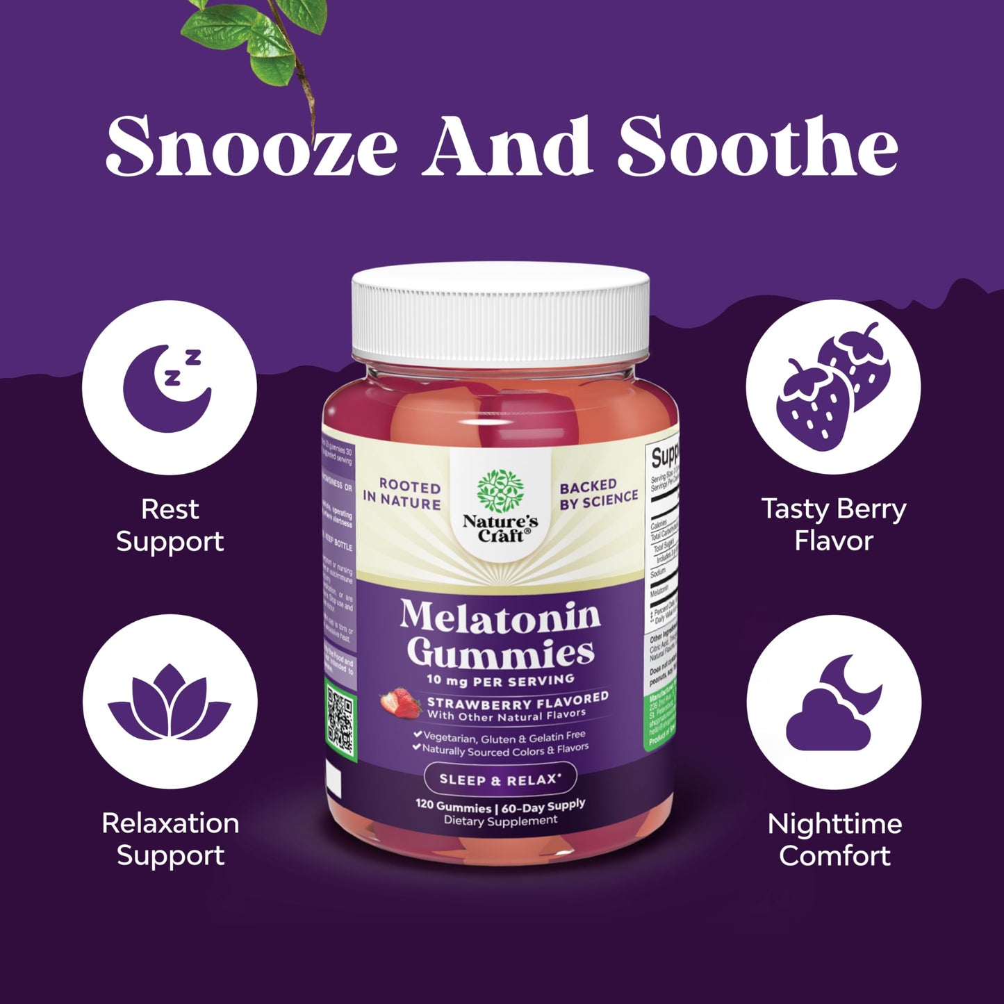 Natures Craft Melatonin Gummies 10mg, 120 Count