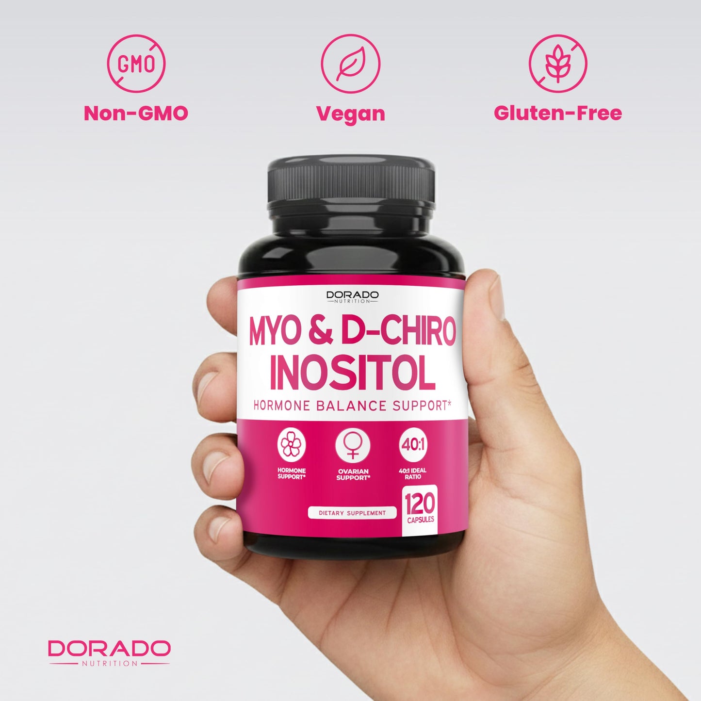 DORADO NUTRITION Myo-Inositol & D-Chiro Inositol Supplement for Women, 120 Capsules