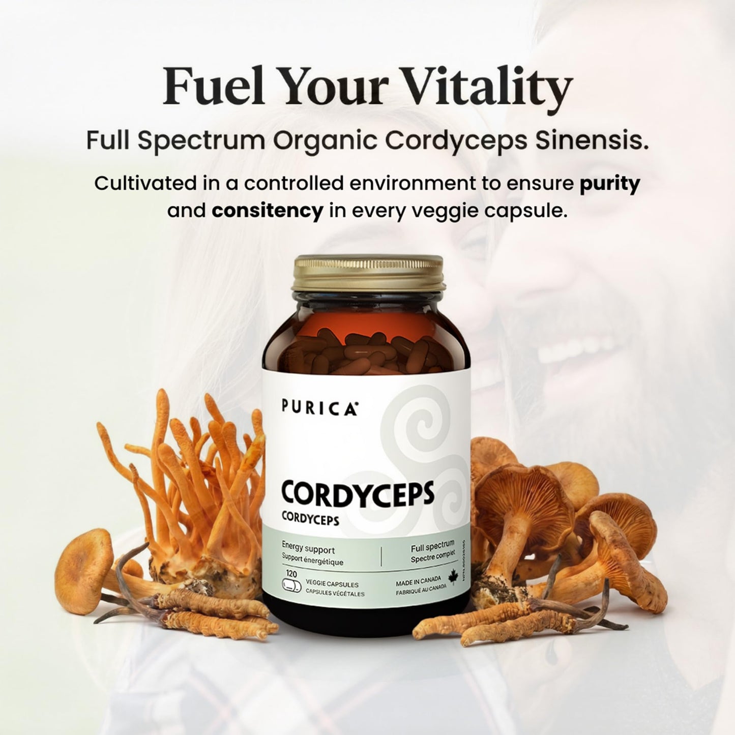 PURICA Cordyceps Mushroom Supplements Capsules 120 Count