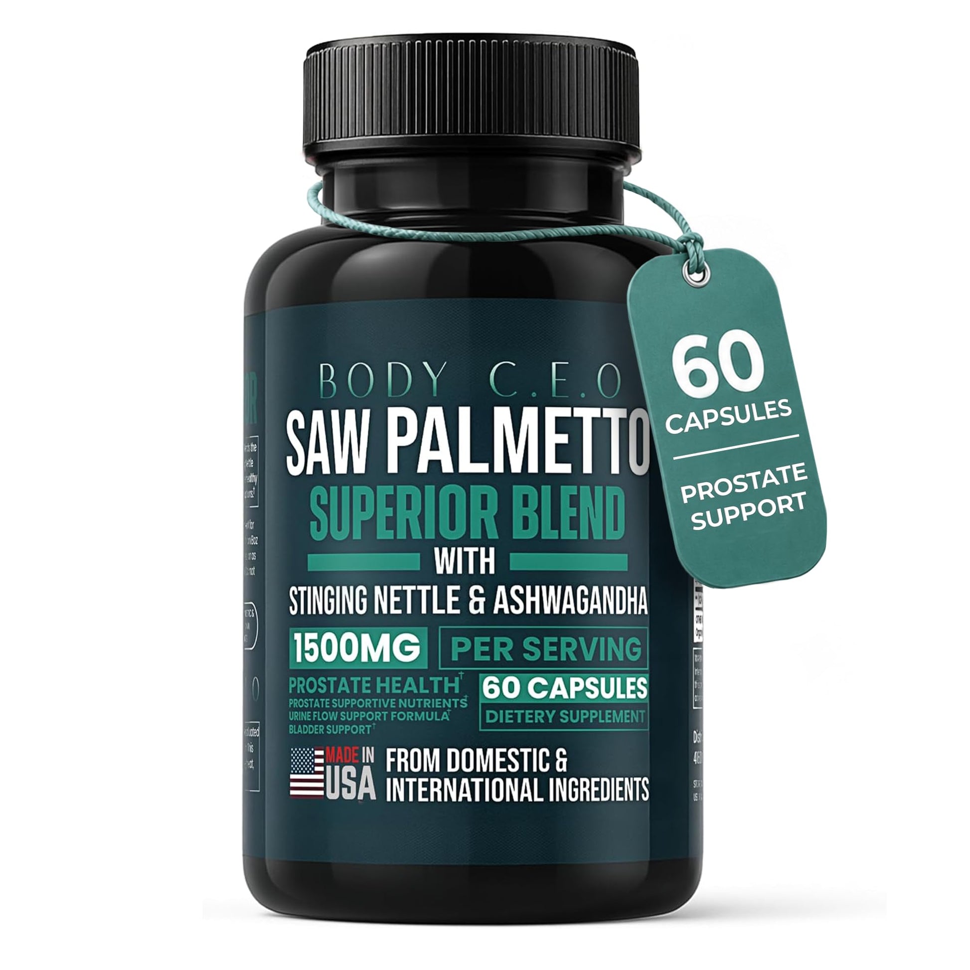 Body C.E.O. Saw Palmetto for Men 1500mg Supplement Capsules 1 Count