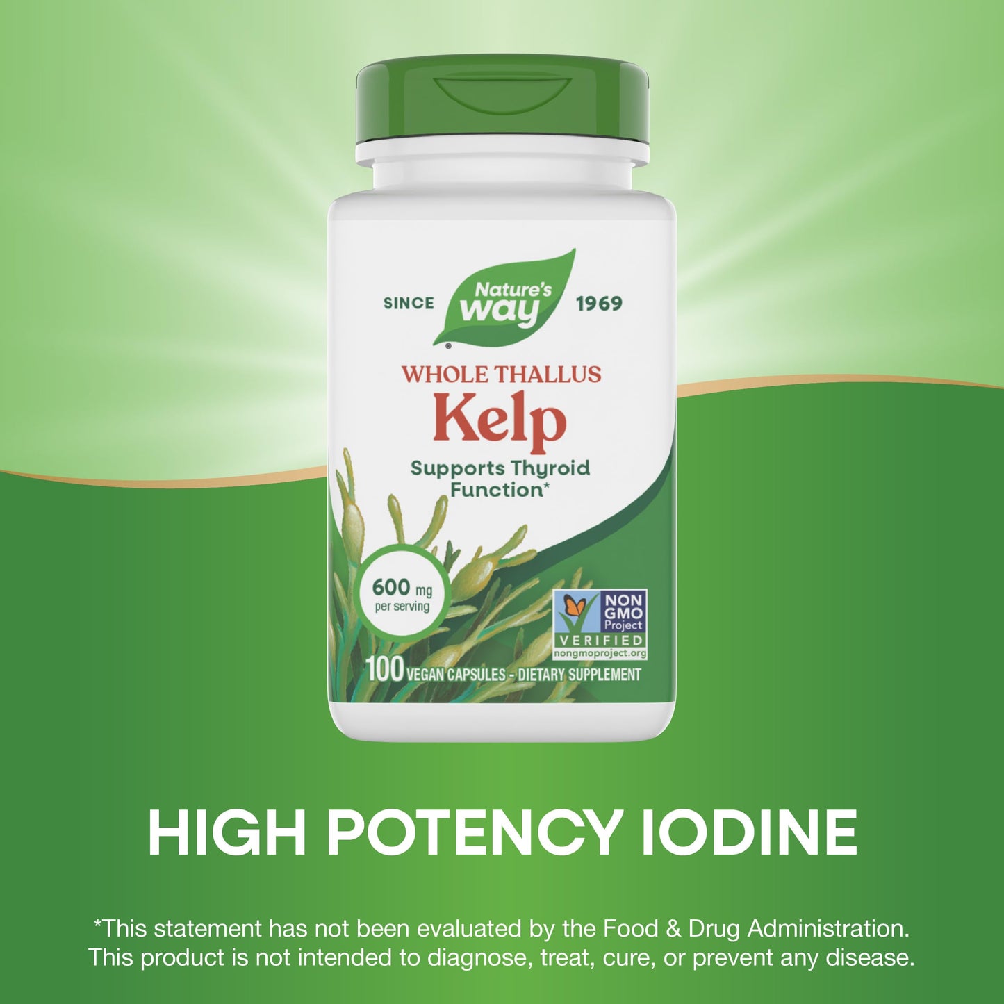Nature's Way Kelp 600 mg Capsules, 100 Count