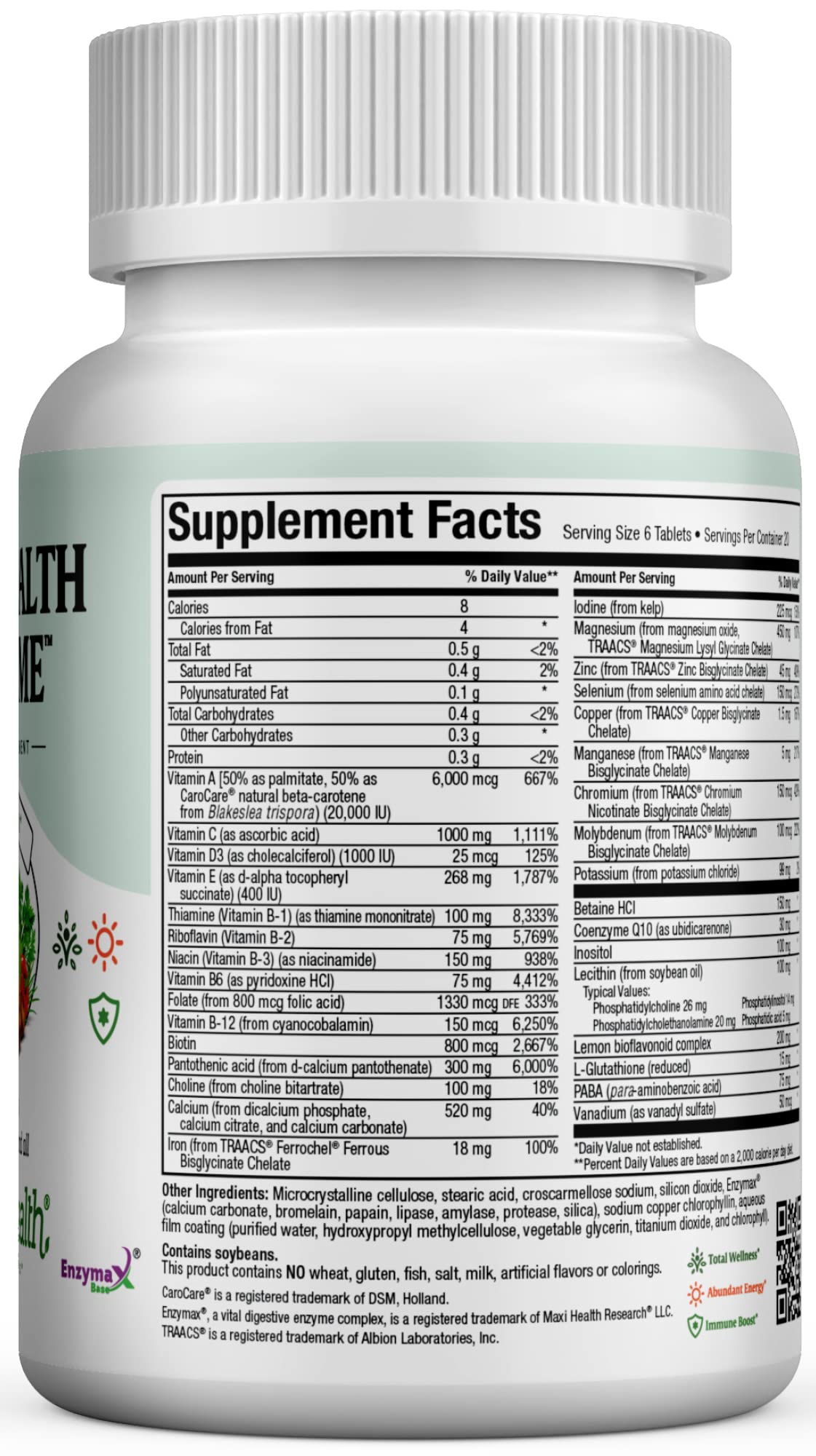 Maxi Health Multivitamin for Men & Women Supreme High Potency Daily Multi with Minerals, CoQ10 & Antioxidants, Energy, Immune Support, Bone, Heart & Wellness, Vitamin A, C, D, E, B12, B6 & Biotin, 120 Tablets