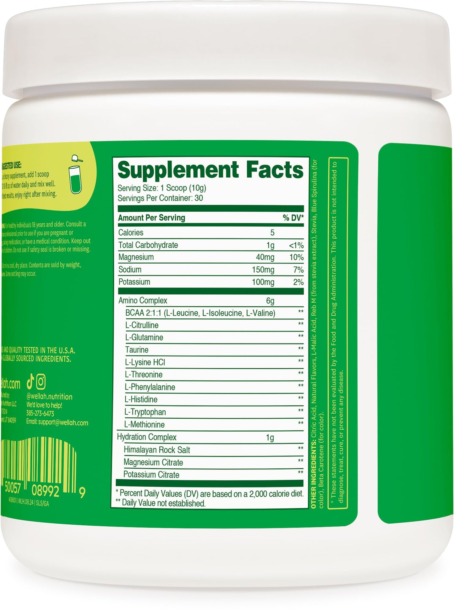 Wellah BCAAs Powder 11 oz