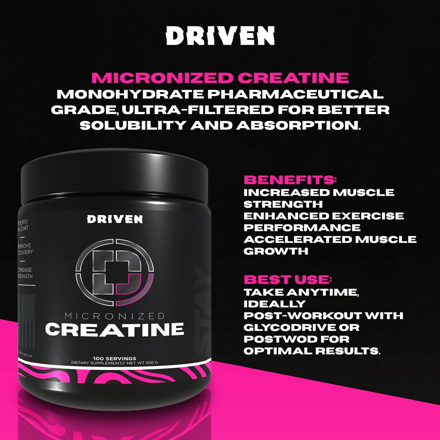 Driven Nutrition Micronized Creatine Monohydrate Powder 17.5