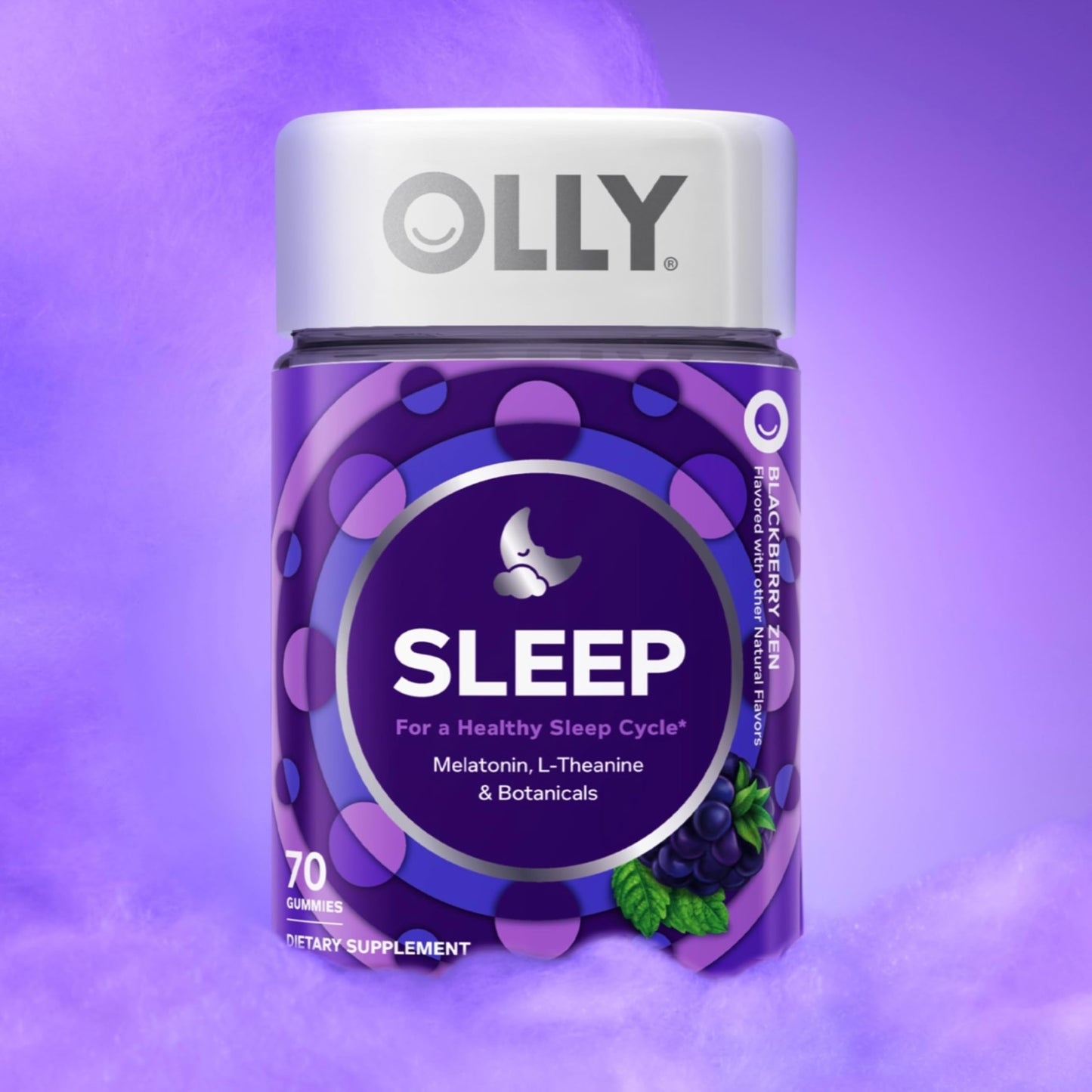 OLLY Max Strength Sleep Gummy,10mg Melatonin,L-Theanine,Chamomile,Lemon Balm,Sugar Free,Vegetarian Sleep Aid,Strawberry -,70 Count (Pack of 2)